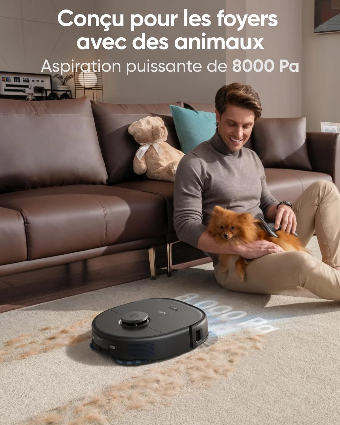 eufy X10 Pro Omni Robot Aspirateur et Serpillère 8000Pa Autovidage Remplissage Levage Voiture Évitement Obstacles Reconditionné