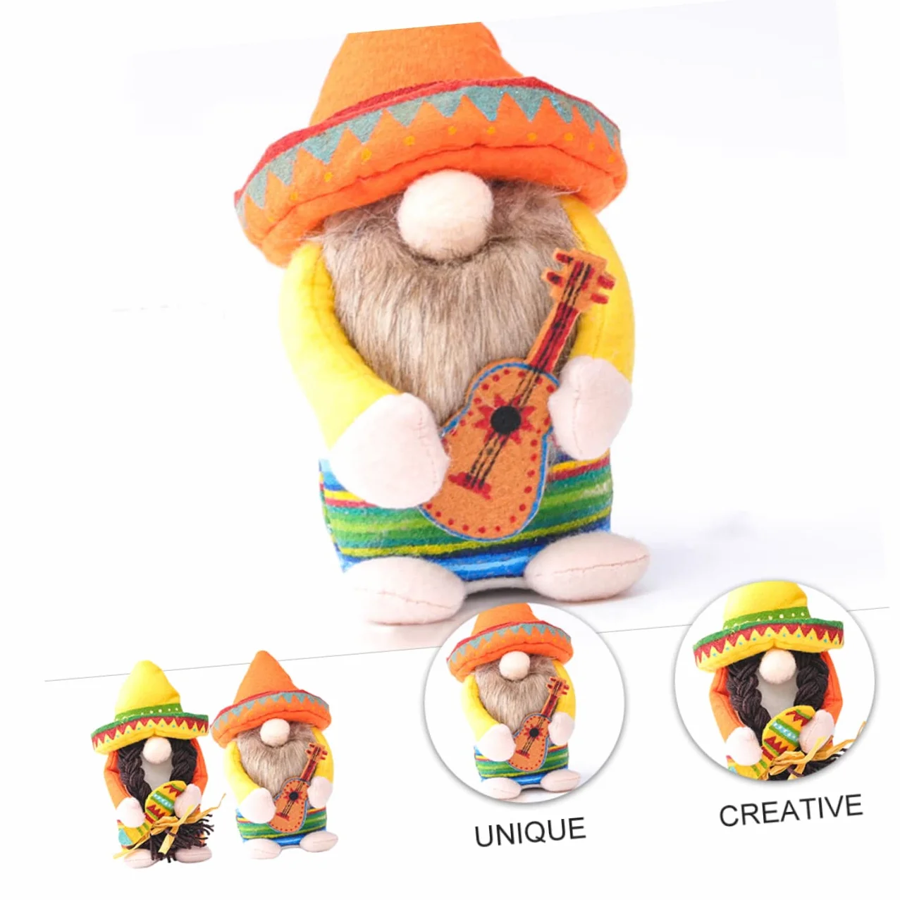 Cabilock 2 pièces Poupées Mexicaines avec Sombrero Ensemble De Jouets Festifs pour Décoration Et Jeux