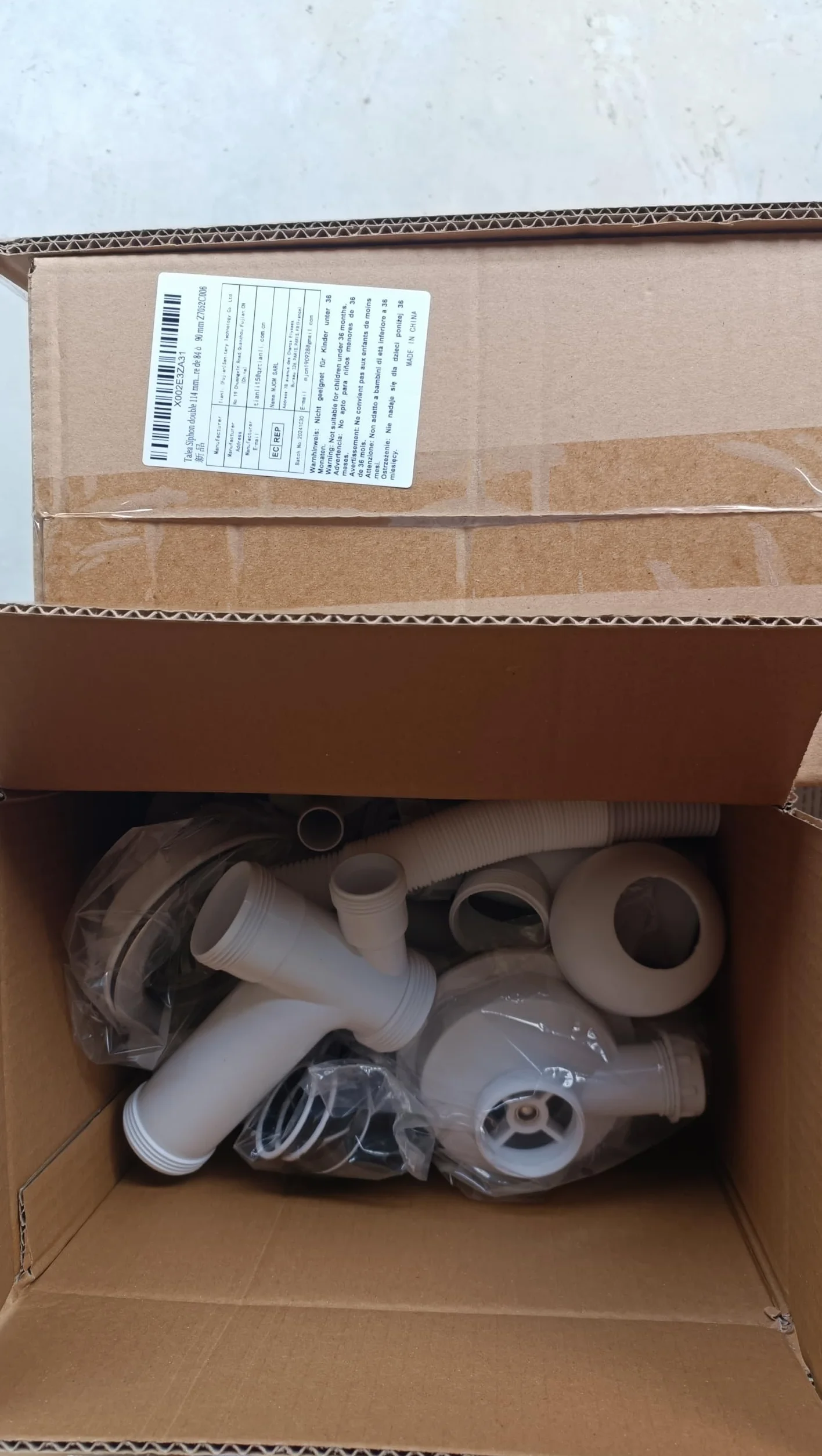 Talea Siphon double 114 mm évier raccord lave-vaisselle ouverture 84-90 mm