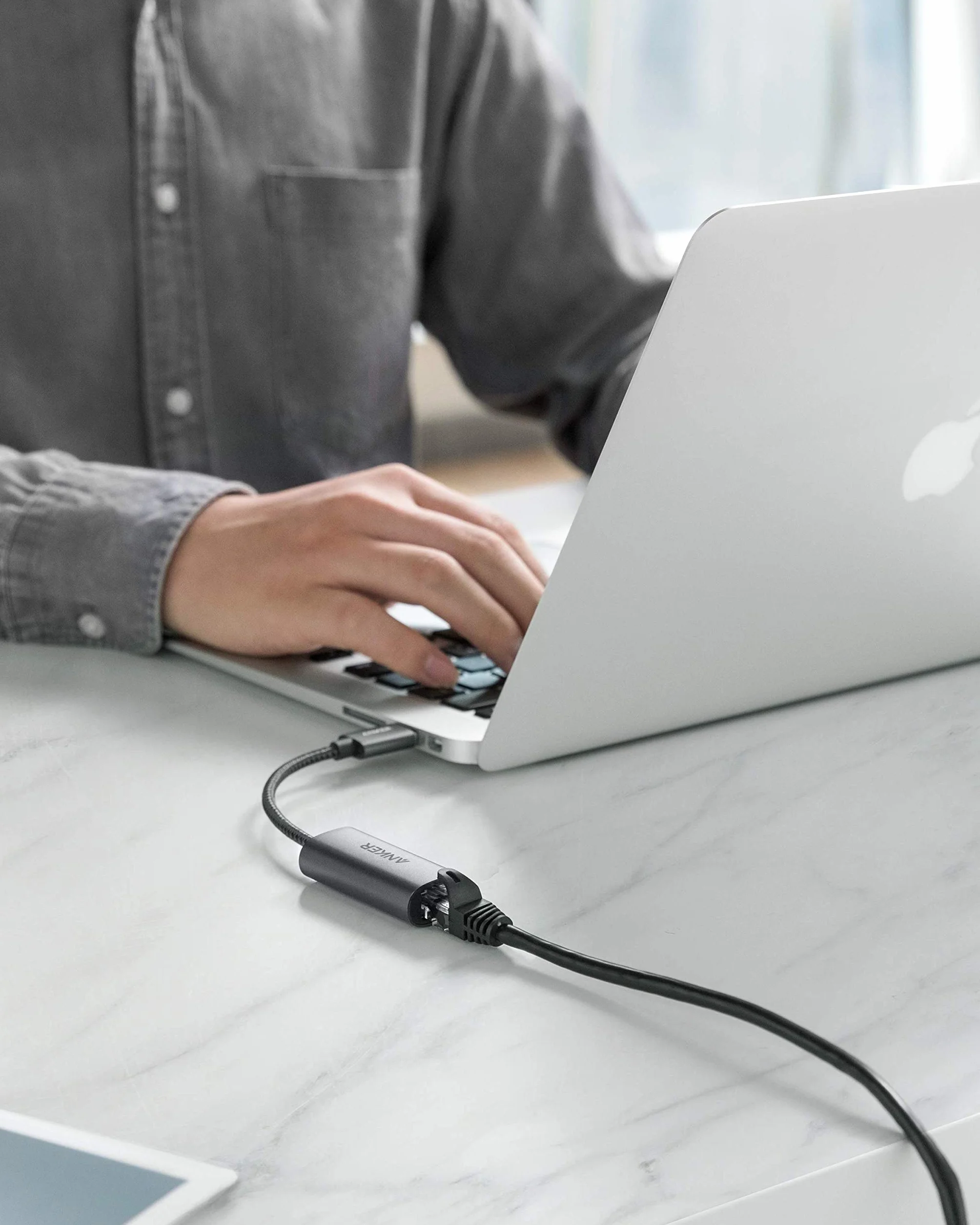 Anker adapter USB 3.0 na Ethernet, PowerExpand USB 3.0 na adapter Gigabit Ethernet, aluminiowy przenośny adapter USB-A, do MacBook Pro 2015, MacBook Air 2017 i więcej