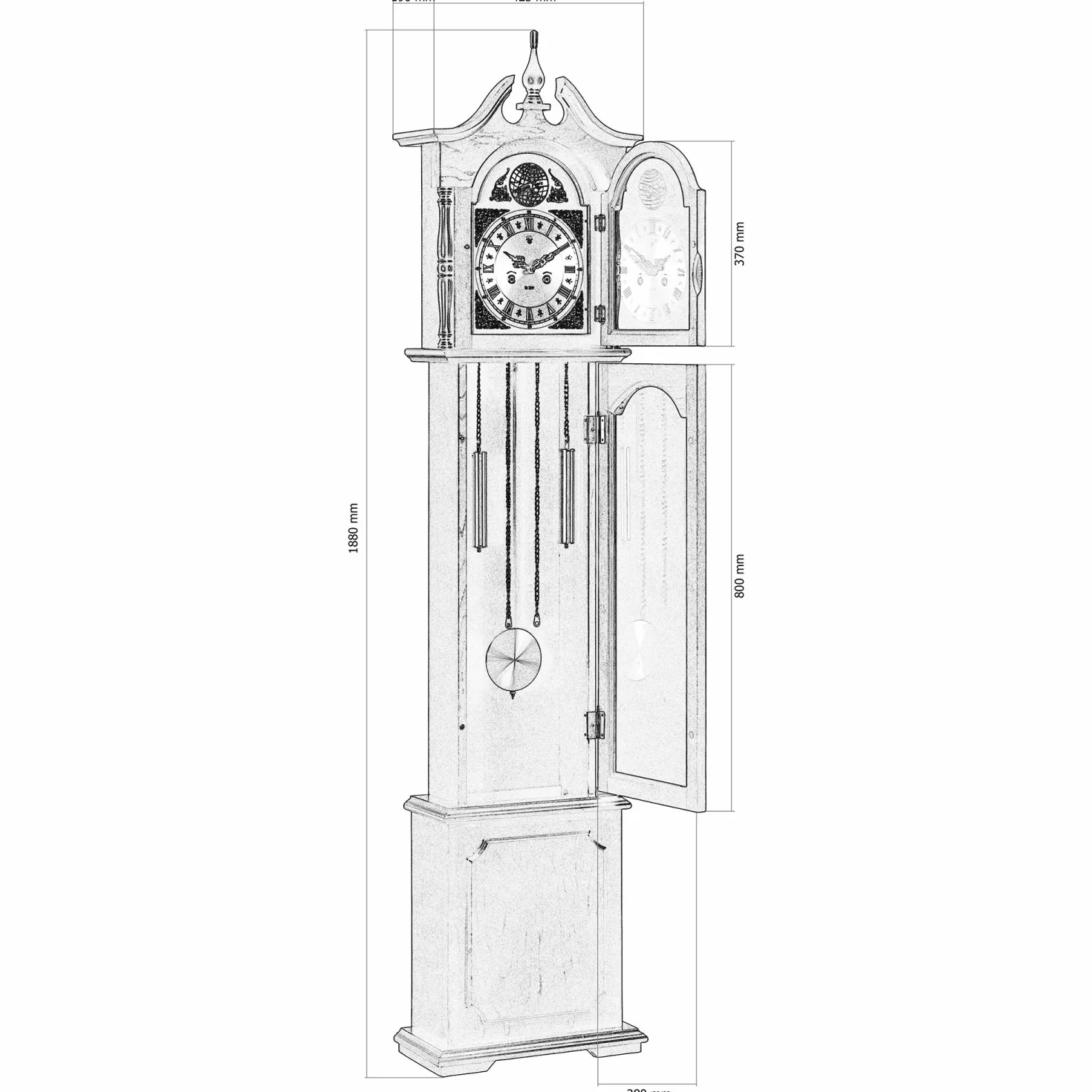 STILISTA Horloge Grand-Père Rétro Régulateur Europa 188 x 42,5 x 19cm Pendule Murale