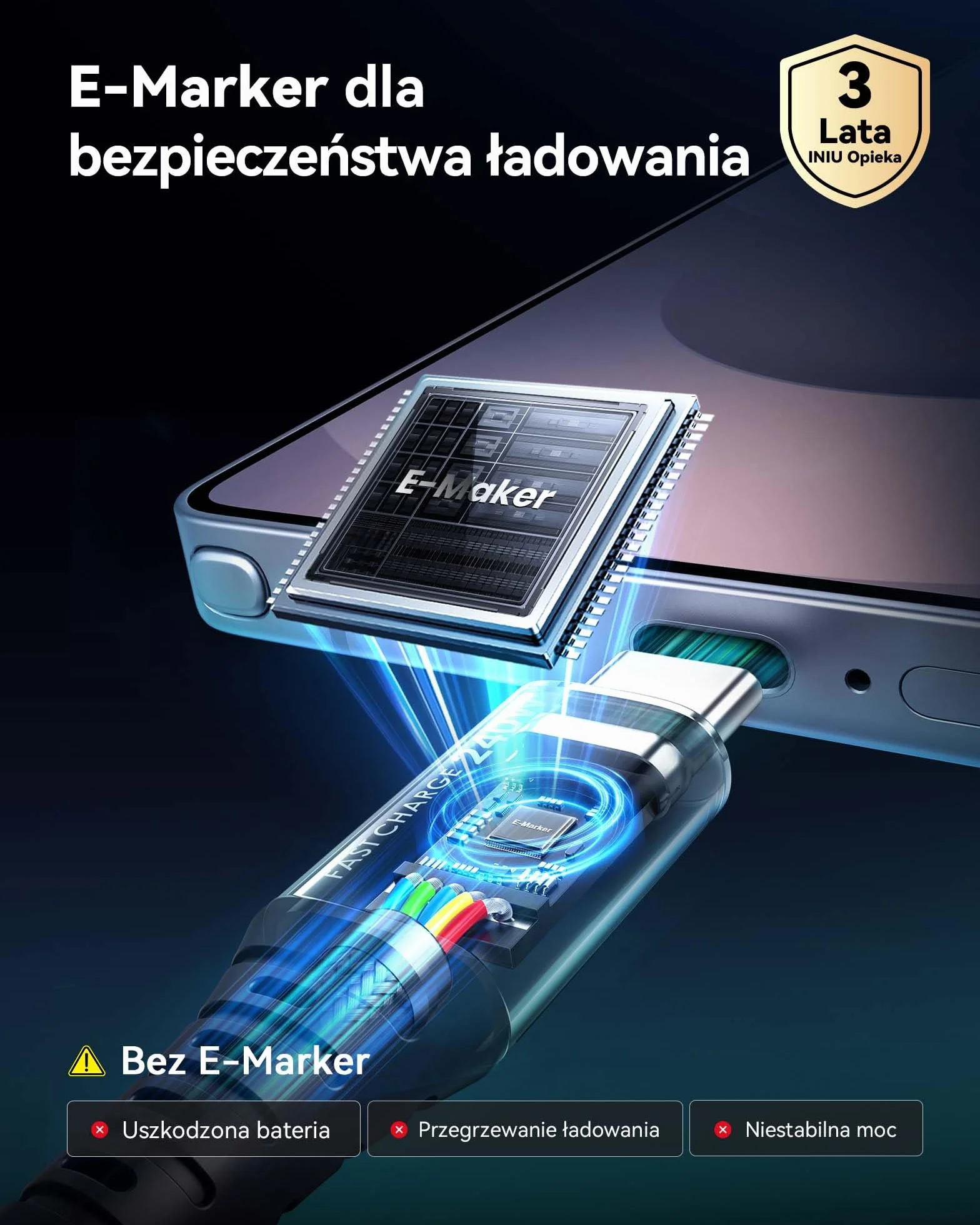 INIU Kabel USB C na USB C 240W [2M, 2 Sztuki], 48V/5A PD 3.0 Typu C Szybkie Ładowanie, Nylonowy pleciony Kabel Ładowarki USB-C do iPhone 16 15 Pro Max Plus Samsung Galaxy S24 S23 iPad MacBook Google