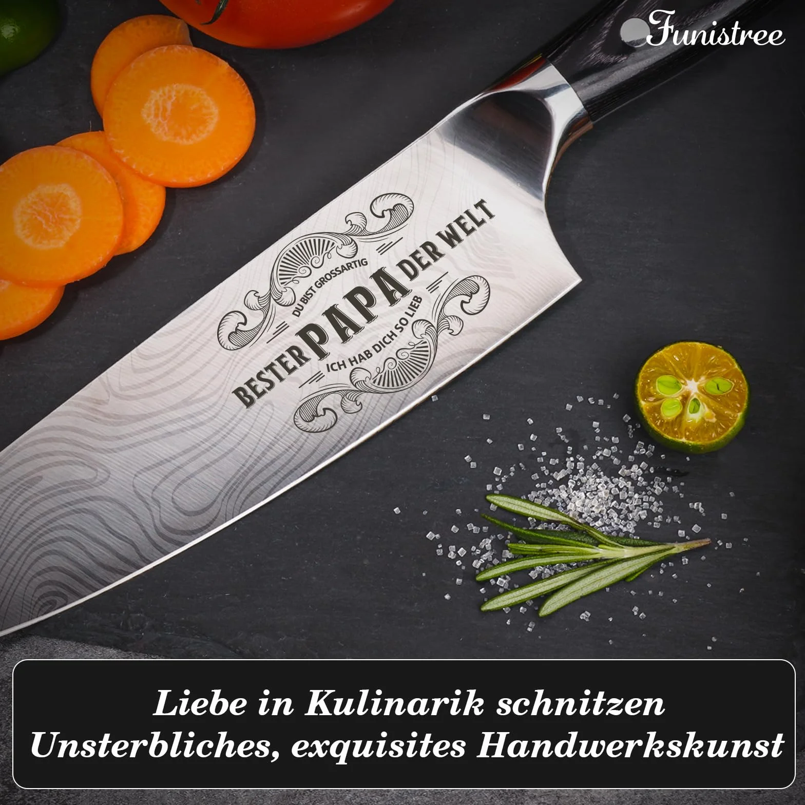 Couteau Chef Personnalisé Acier Inoxydable Allemand Cadeau Fête des Pères avec Boîte