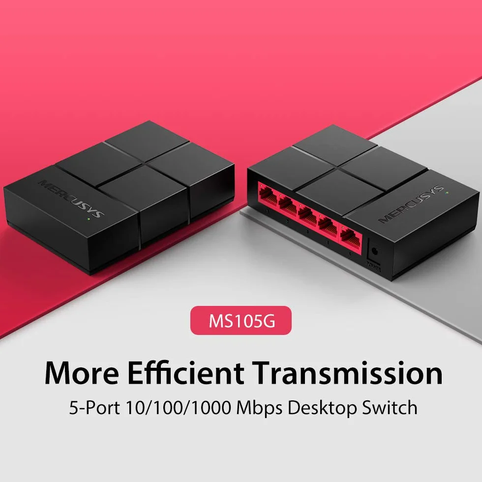 TP-Link Mercusys MS105G Switch Ethernet 5 Ports RJ45 Hub Plug-and-Play
