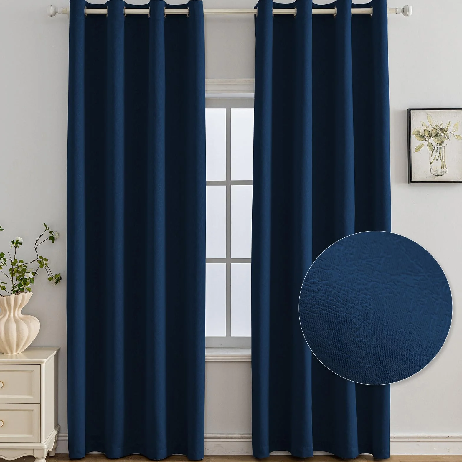 Rideau Occultant 140x300 CM Lot De 2 Thermique Isolant Anti Froid Chaleur Oeillets Anti UV Decoration Chambre Salon