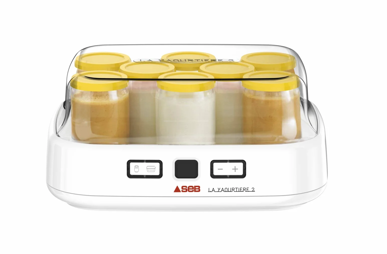 SEB La Yaourtiere 2 Avec écran LCD 2 Programmes automatique Yaourt 8 pots Fromage Blanc Frais 1 L Livret de recettes inclus YG500210