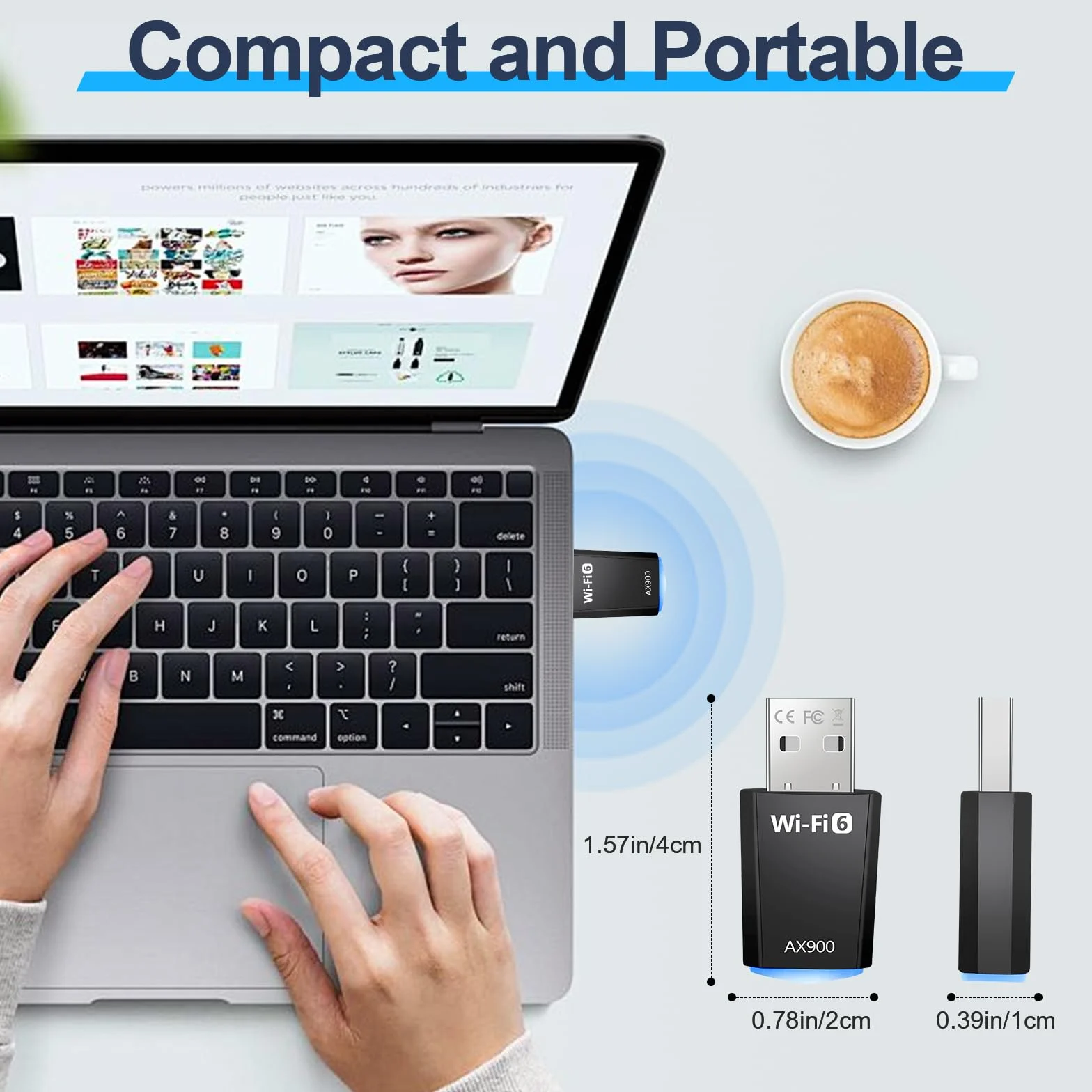 AX900 WiFi 6 Carte WiFi USB Double Bande 5GHz 2.4GHz Adaptateur WiFi Compatible Windows 11/10/7