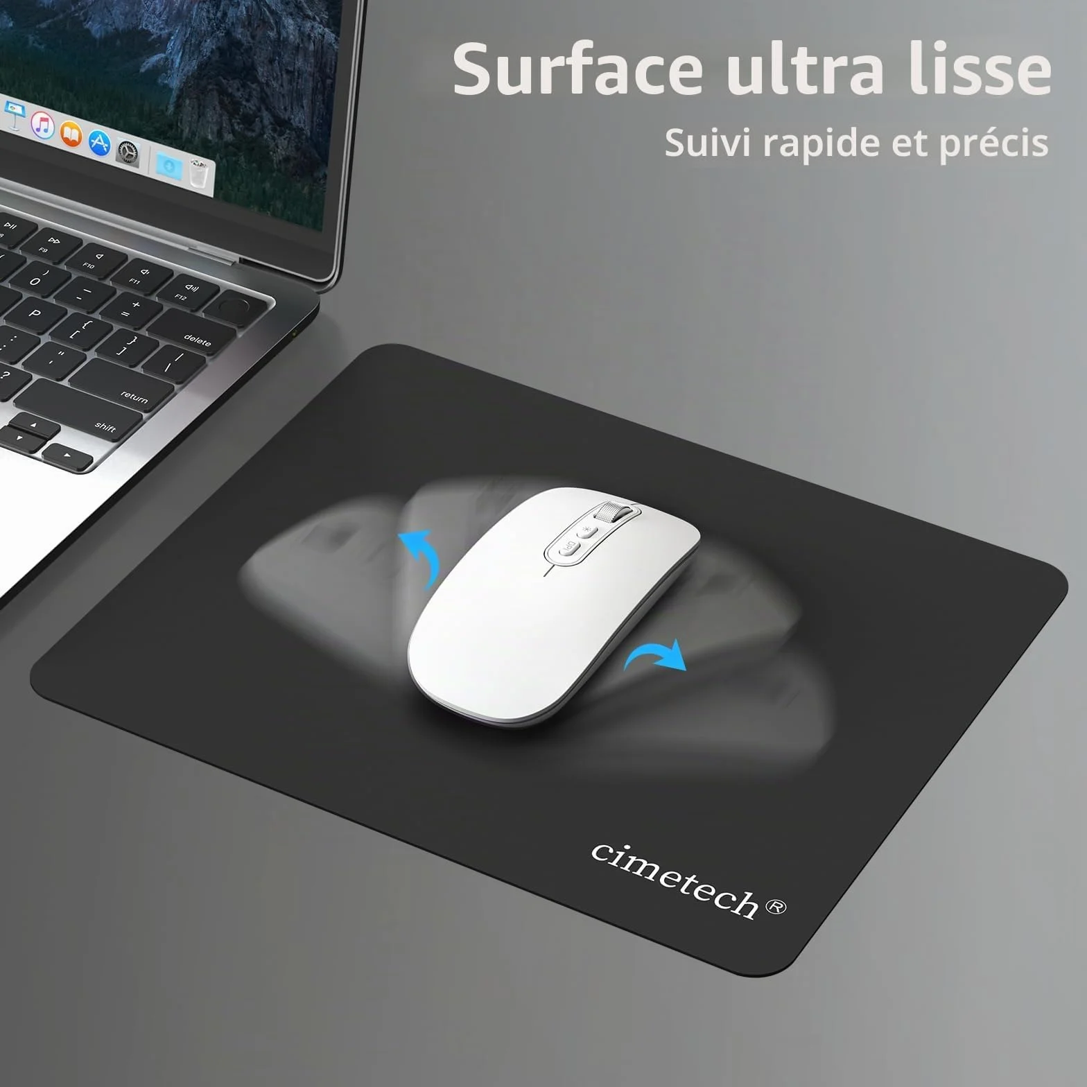 cimetech Tapis de Souris 23 x 18 cm Ultra Mince Antidérapant Lavable Noir
