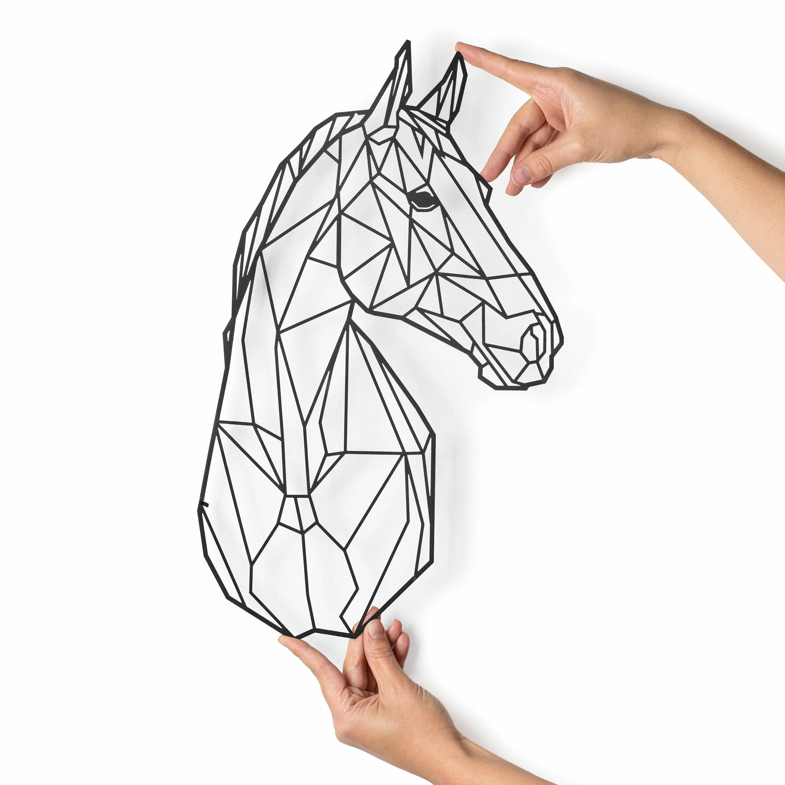 Sculpture murale flottante en métal Cheval 43 x 31 cm acier pour salon