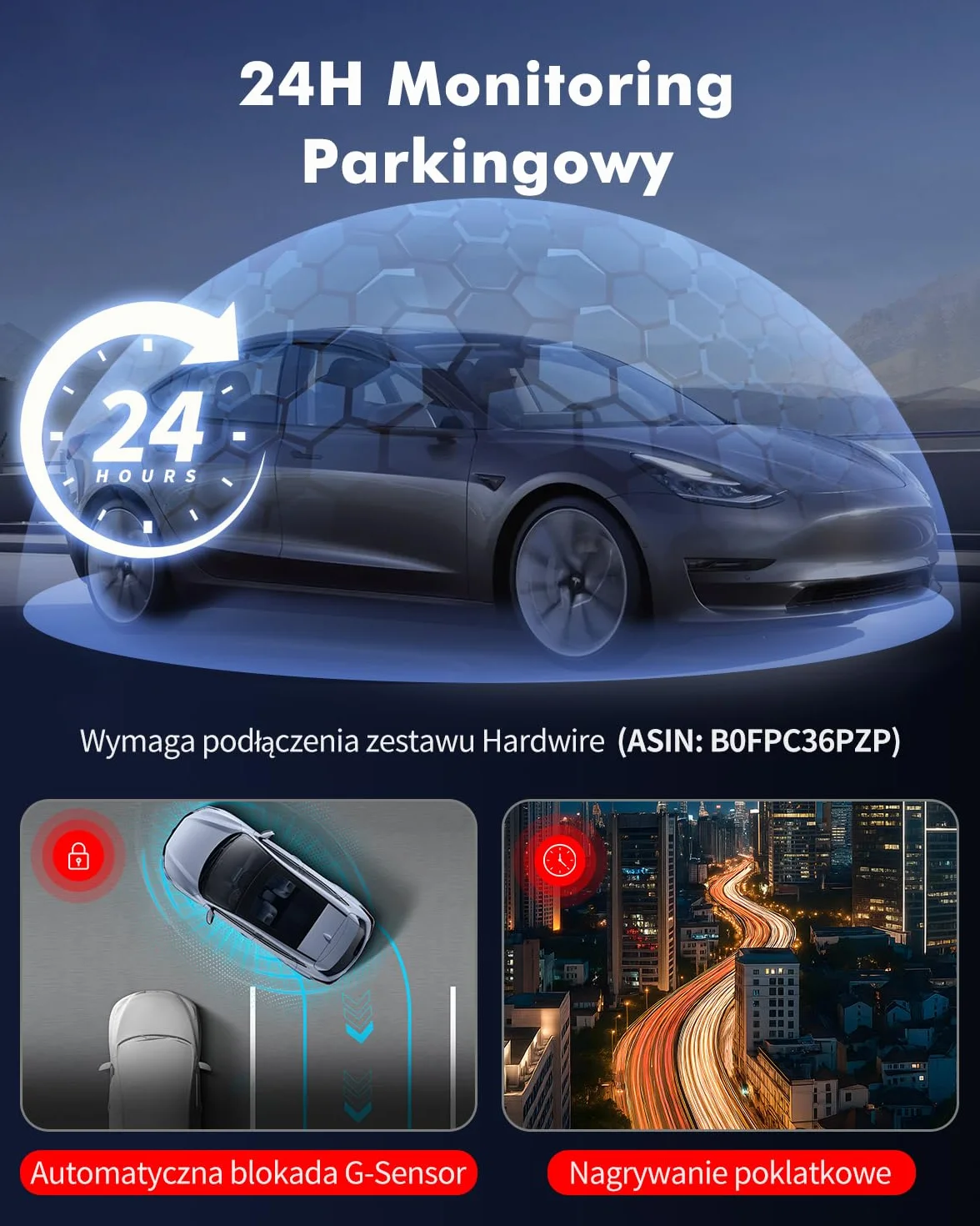 Zestaw okablowania Frvesroe do kamery samochodowej USB C - Mini Fuse Tap 12V-24V na 5V/2.5A z ochroną przed niskim napięciem, kabel Type-C do trybu parkingowego 24h