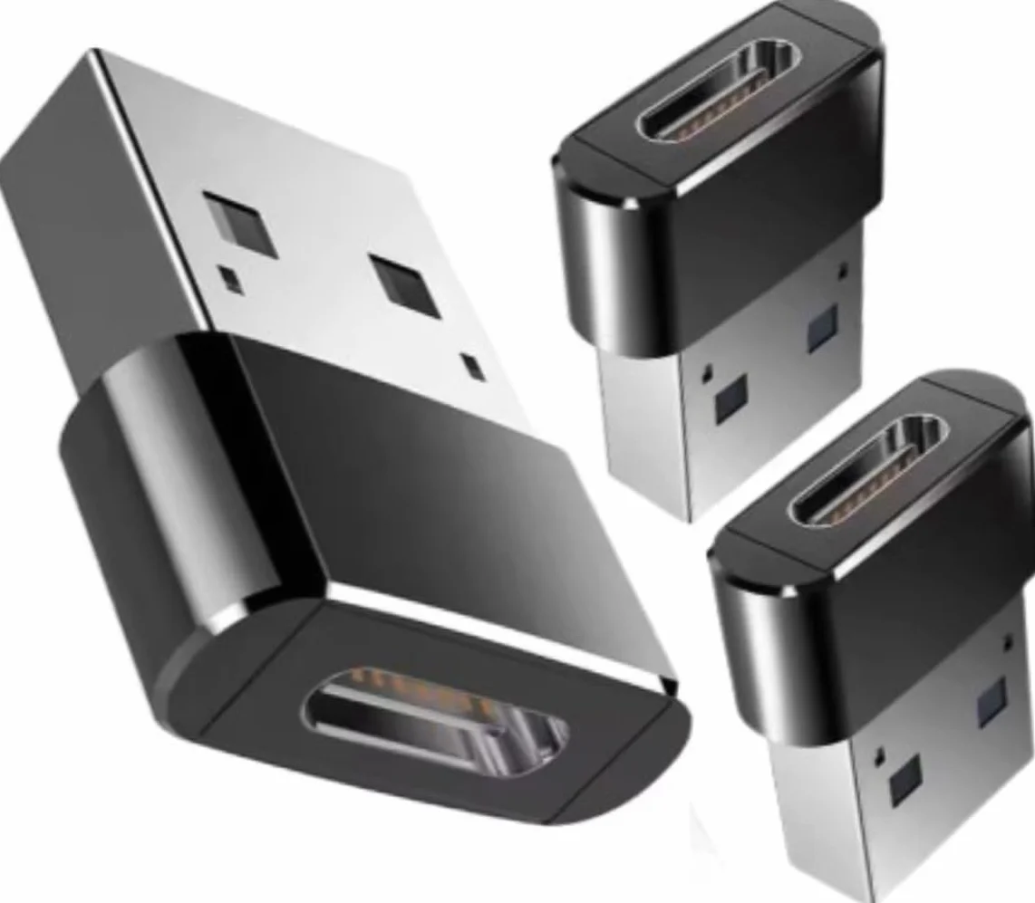Adaptateur USB C vers USB Lot de 3 Type C Femelle vers USB A Mâle 480Mbps Aluminium Compatible iPhone 15/16 Samsung Galaxy Xiaomi PC MacBook Noir