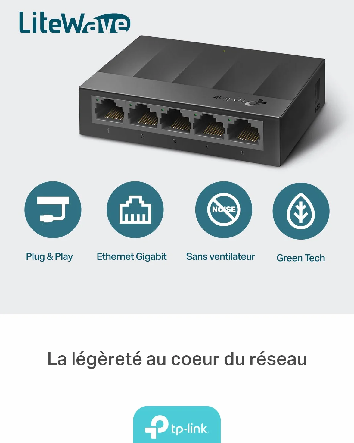 TP-Link LS1005G Switch Ethernet Gigabit 5 Ports 10/100/1000 Mbps