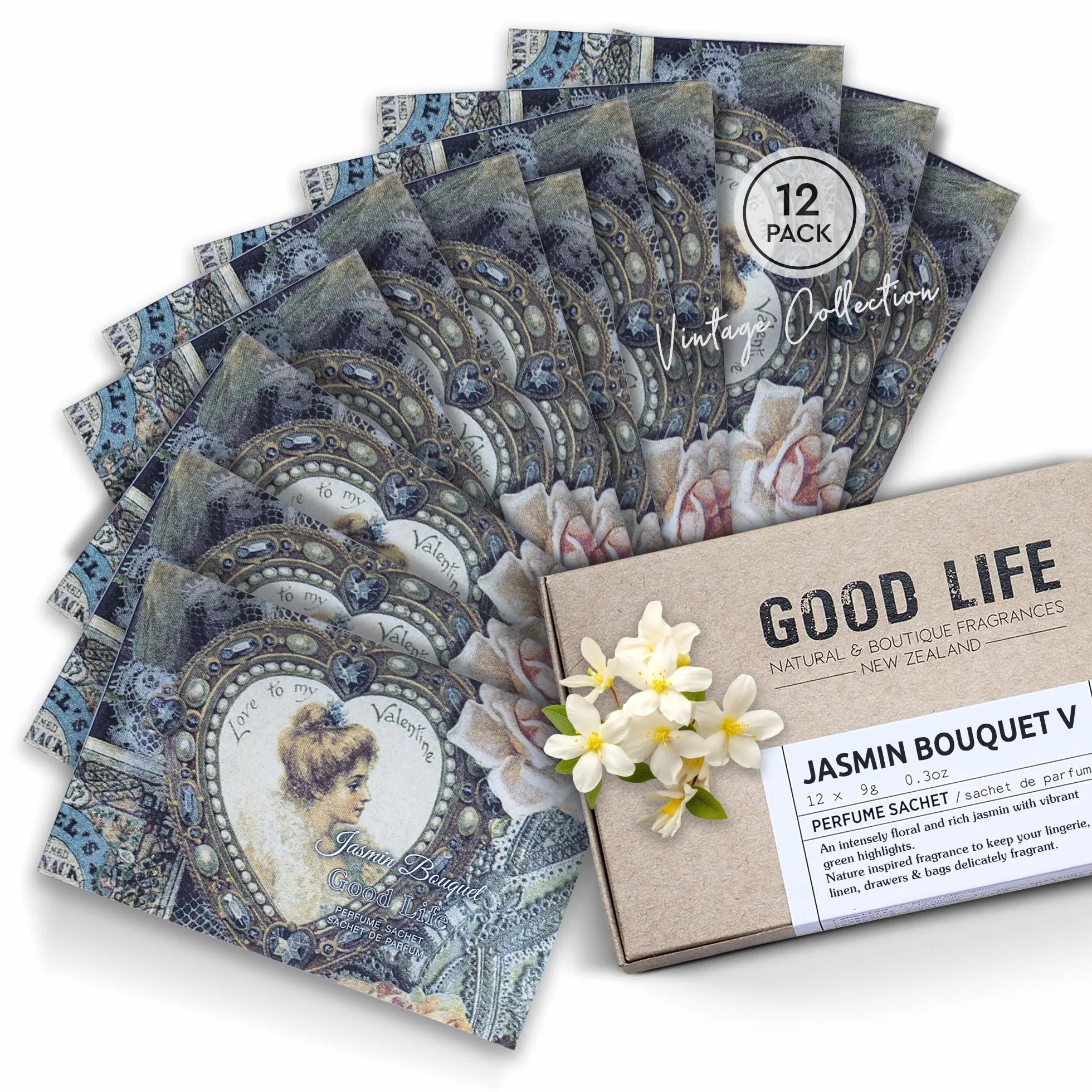 Good Life Vintage parfumés Bouquet de Jasmin 12 Sachets