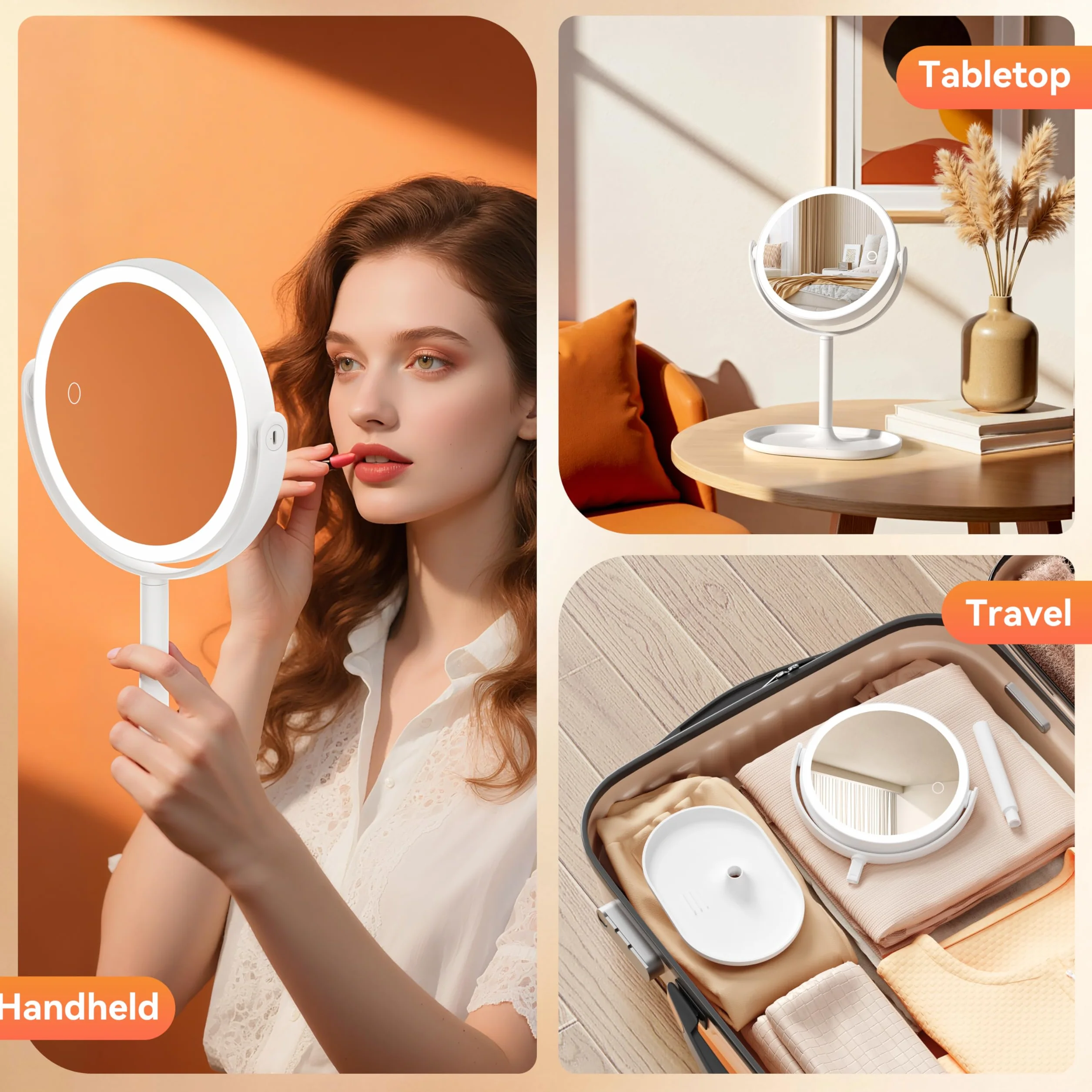Auxmir Miroir de Maquillage Éclairé 30X/1X, LED Intensité Variable, Rotation 360°, Miroir Grossissant Lumineux