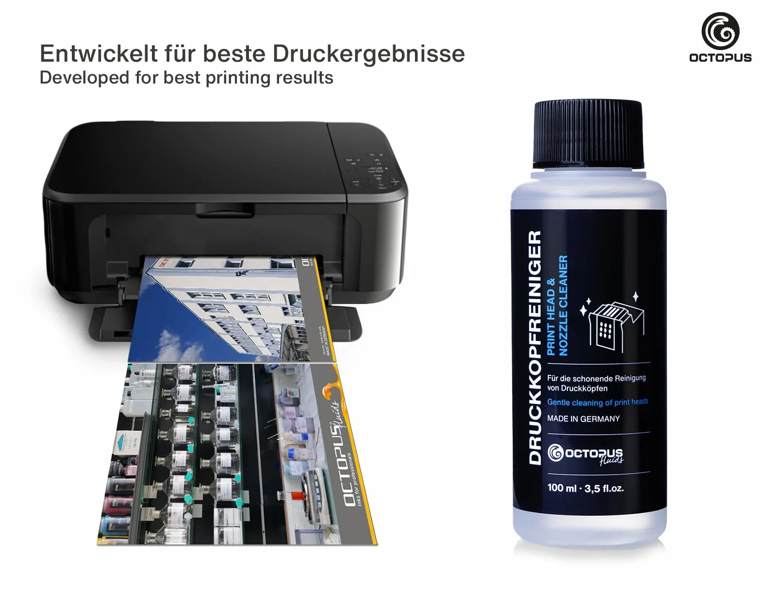 Octopus Nettoyeur de buses compatible têtes d'impression Epson avec adaptateurs tuyaux 100 ml