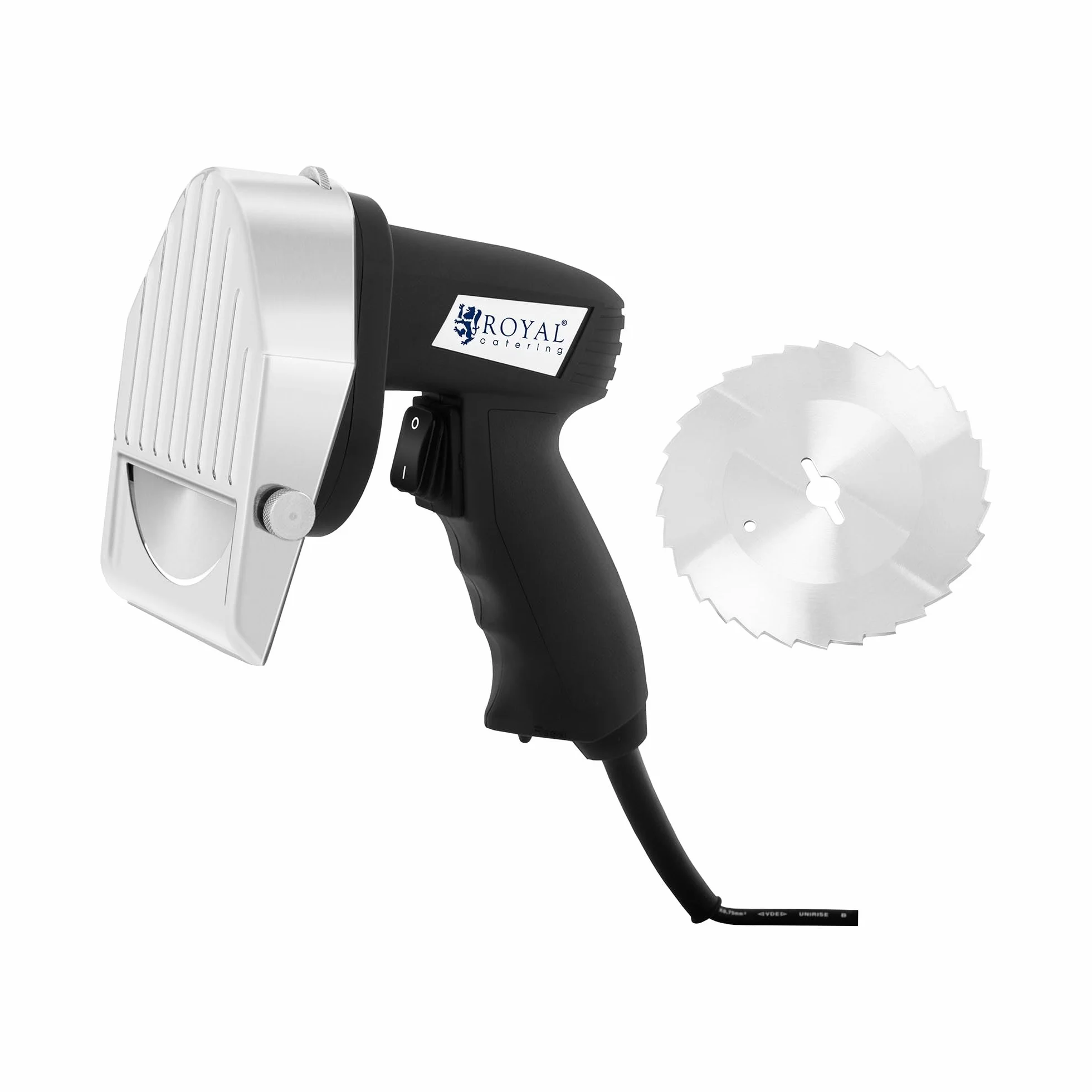 Royal Catering Couteau À Kebab Électrique Matériel Professionnel RCKK-80.2 (80 W, Lame 3 000 tr/min, Épaisseur Coupe 0-8 mm, Rendement 60 kg/h, Filaire 3 m)