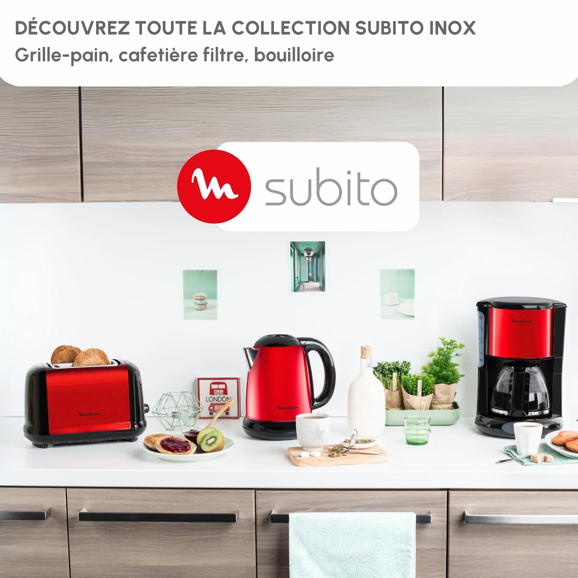 Moulinex Subito FG360D11 Cafetière filtre 1.25 L 10-15 tasses Rouge