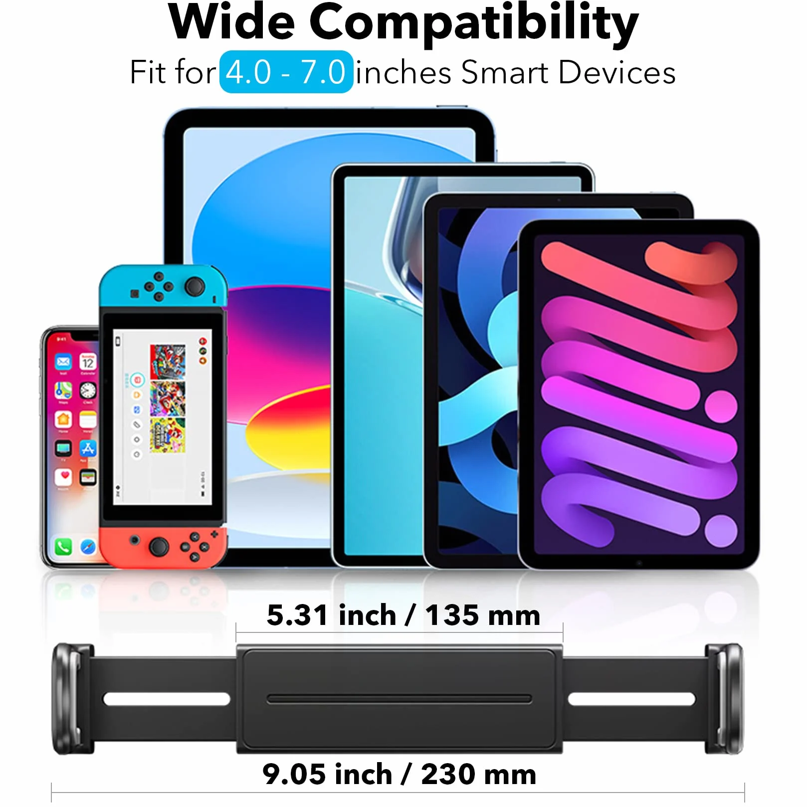 Uchwyt Na Tablet Samochodowy, Wysuwany ZagłÓWek Na Tablet, Uchwyt Na Tablet,Odpowiedni Dla UrządzeŃ Ipad/Iphone/Samsung Galaxy Tabs/Kindle Fire HD/Switch Itp. 4-14 Cali