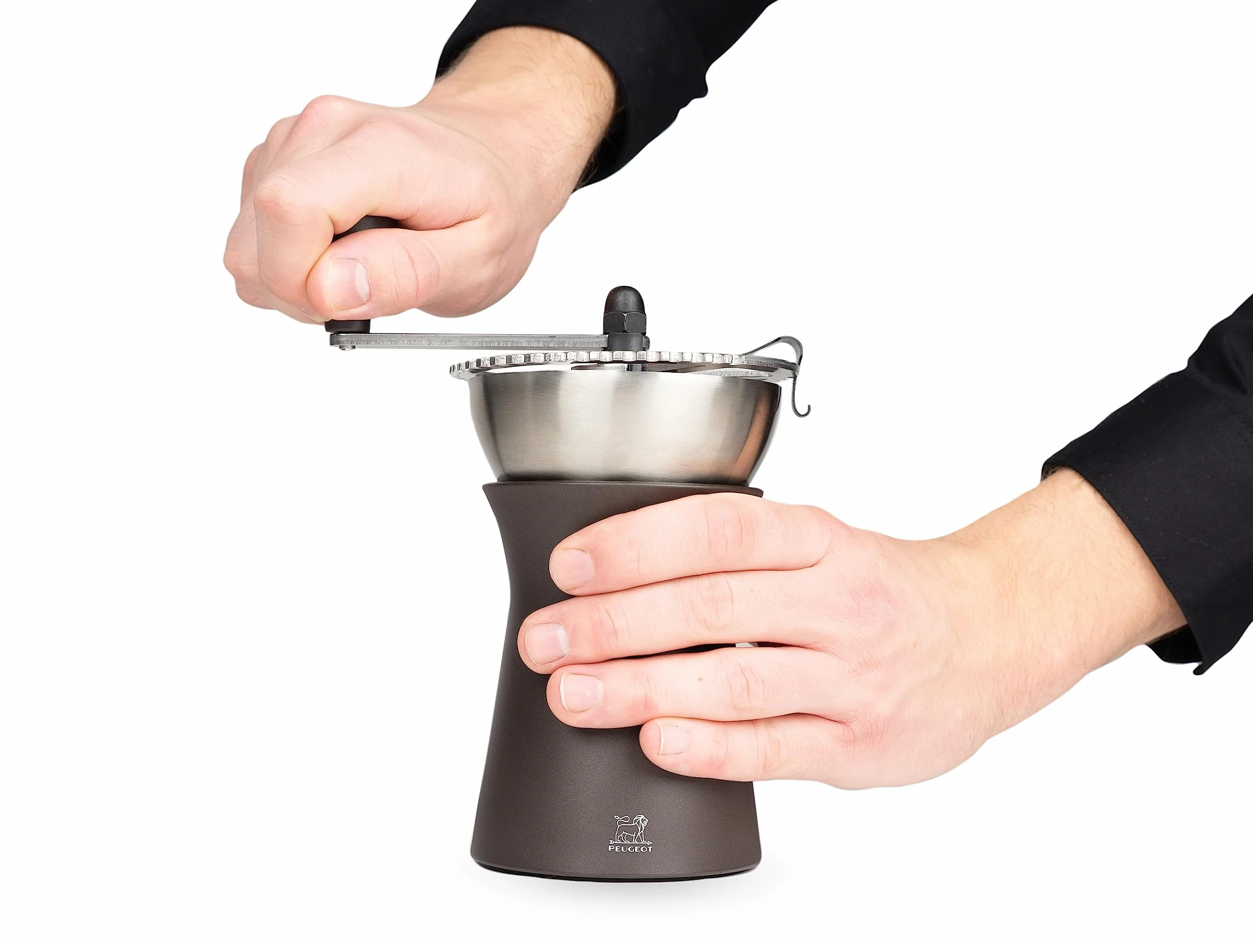 Peugeot Kronos Moulin à café manuel, Mouture réglable, Taille 19 cm, Matière : Inox/PBT, 35853, Noir