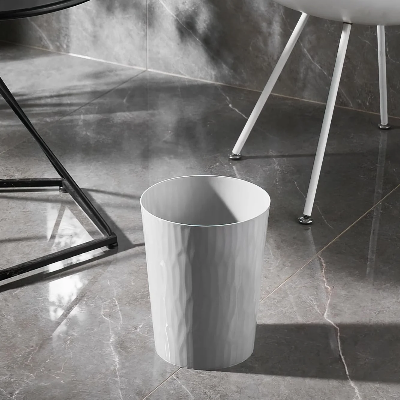 Poubelle en plastique 12L 30 cm Corbeille à papier Lila pour bureau cuisine chambre