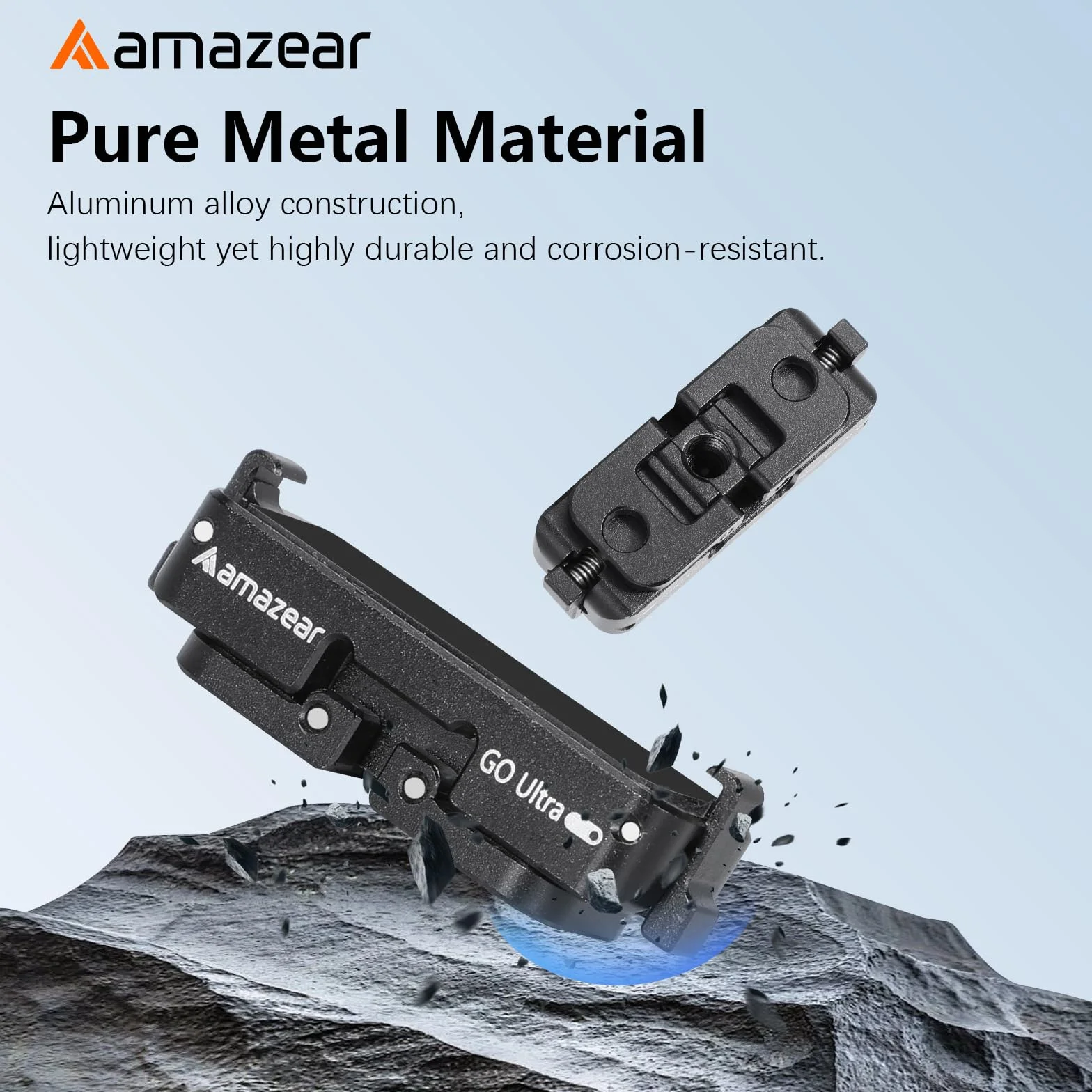 AMAZEAR Magnetyczny adapter szybkiego zwalniania akcesoria do aparatu Insta360 GO Ultra, wspornik podstawowy ze stopu aluminium z gwintem 1/10.2 cm do statywu, kija do selfie, uchwyt, czarny