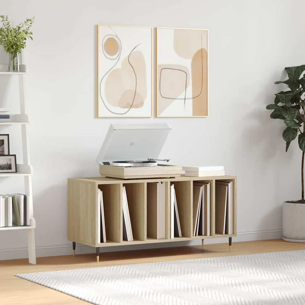 vidaXL Armoire à Disques, Support de Tourne-Disque, Armoire Latérale avec Rangement, Buffet de Salon, Moderne, Chêne Sonoma Bois d'Ingénierie