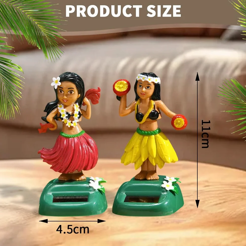 2Pcs Figurine Poupée de Tableau de Bord Hawaïenne, Décoration de Voiture, Bureau Maison
