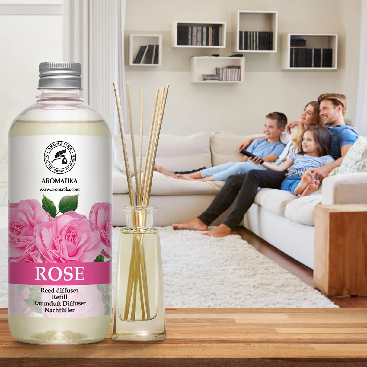 Diffuseur Parfum de Rose 500ml Recharge - Aromathérapie Ambiance Spa Bain