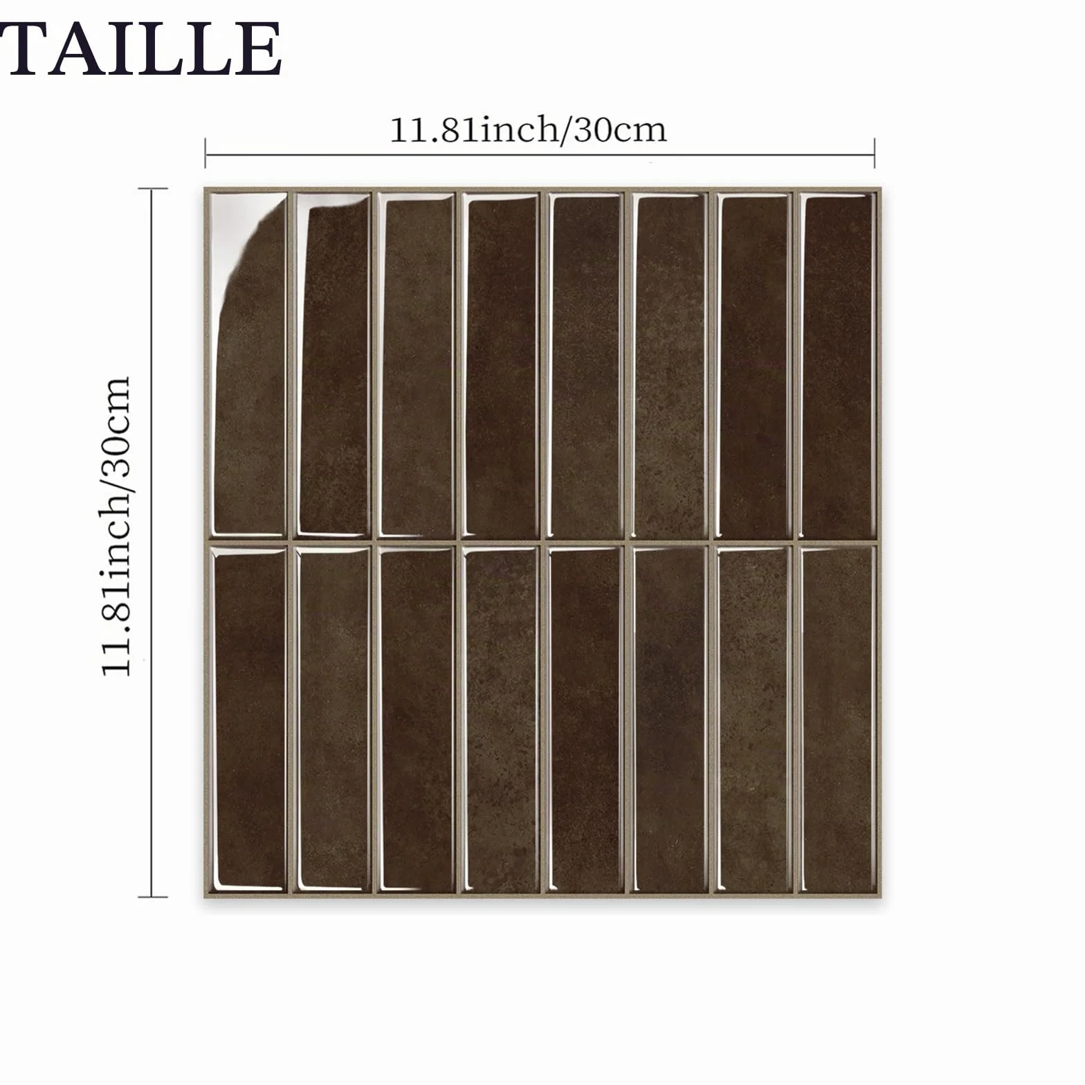 Alwayspon 10 feuilles stickers muraux 3D imperméables à décoller et recoller Marron foncé 30,5 cm