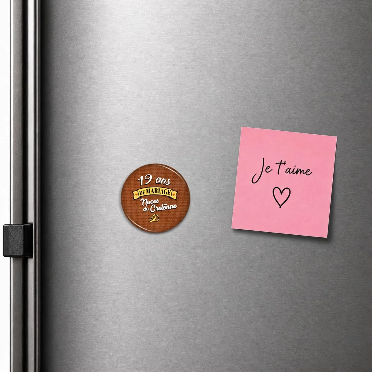 Magnet Aimant 3.8cm Anniversaire 19 Ans Mariage Noces Cretonne