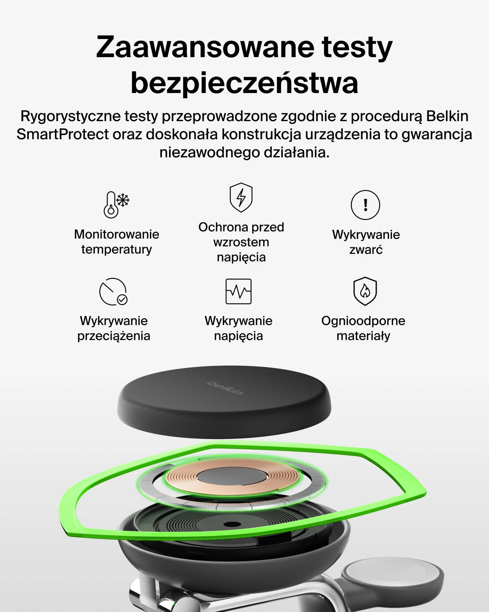 Belkin UltraCharge Pro Qi2 25W Ładowarka Bezprzewodowa 3 W 1, Kompatybilna z MagSafe, Stacja Ładująca do IPhone 16, Apple Watch, AirPods, Pixelsnap, z Wentylatorem i Zasilaczem 45W, Czarna