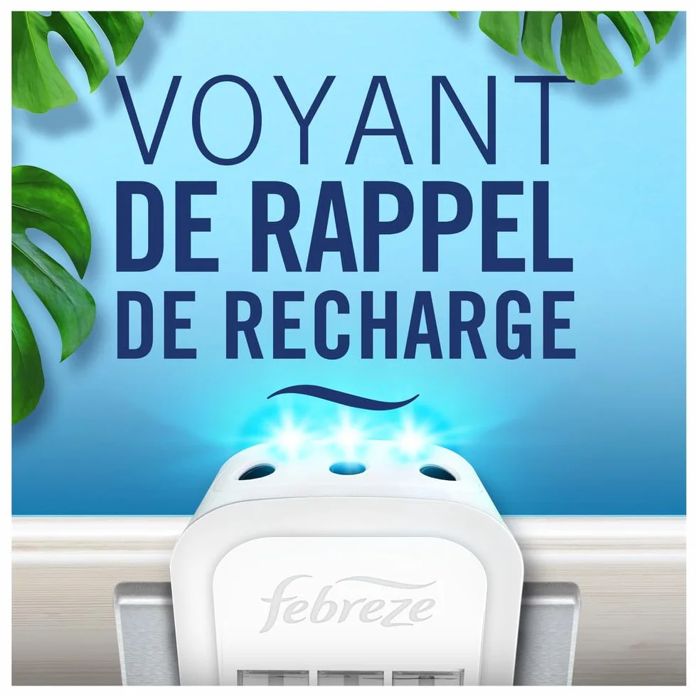 Febreze Désodorisant Électrique Méga Pack Recharges 4x20ml 3 Parfums Fleur de Lys Fraîcheur 90 Jours