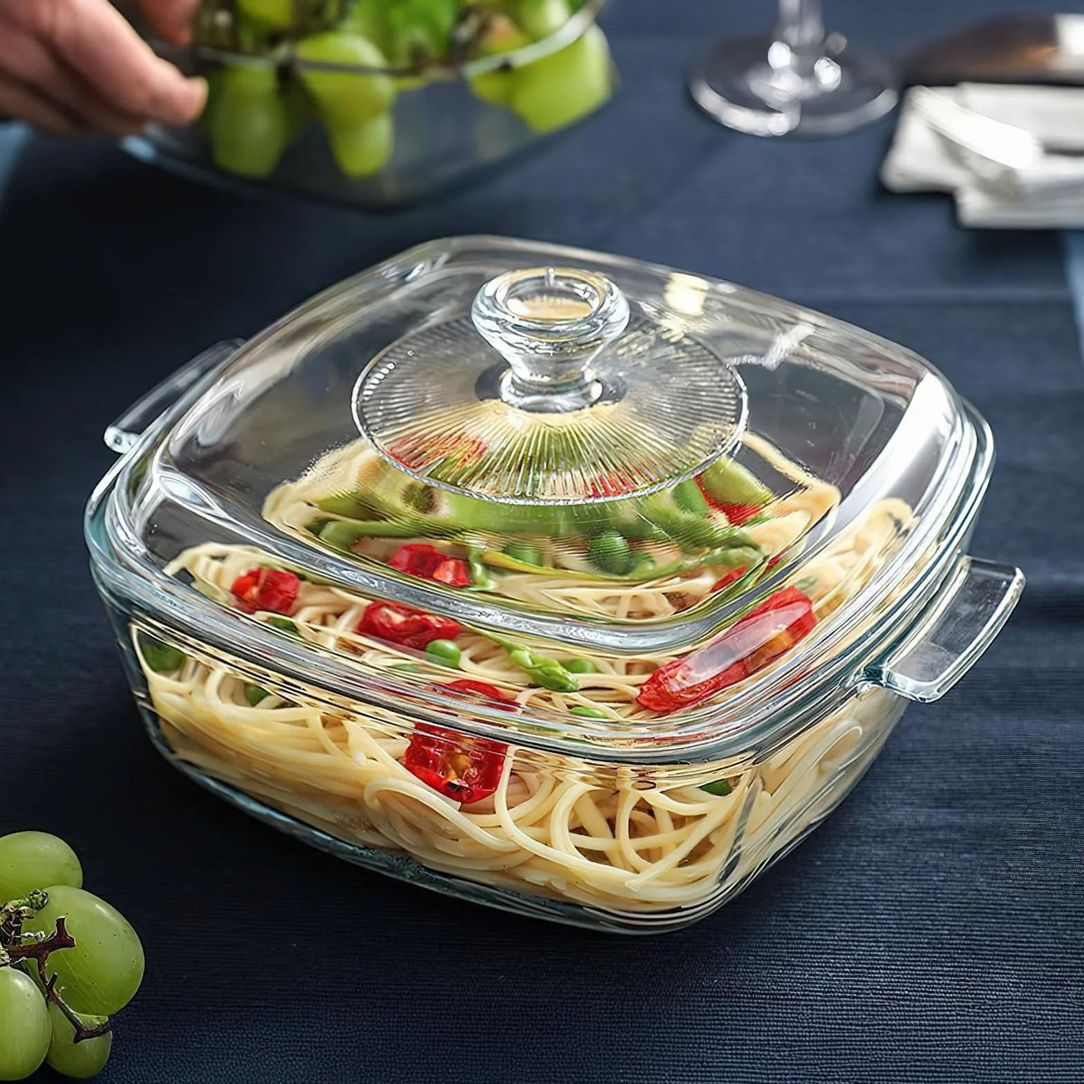 Lot de 2 Plats Four en Verre avec Couvercles, 0,8 L et 1,5 L, Plats à Gratin Carrés Résistants à la Chaleur, Compatibles Four et Micro-ondes, pour Gratin, Ragoût et Service