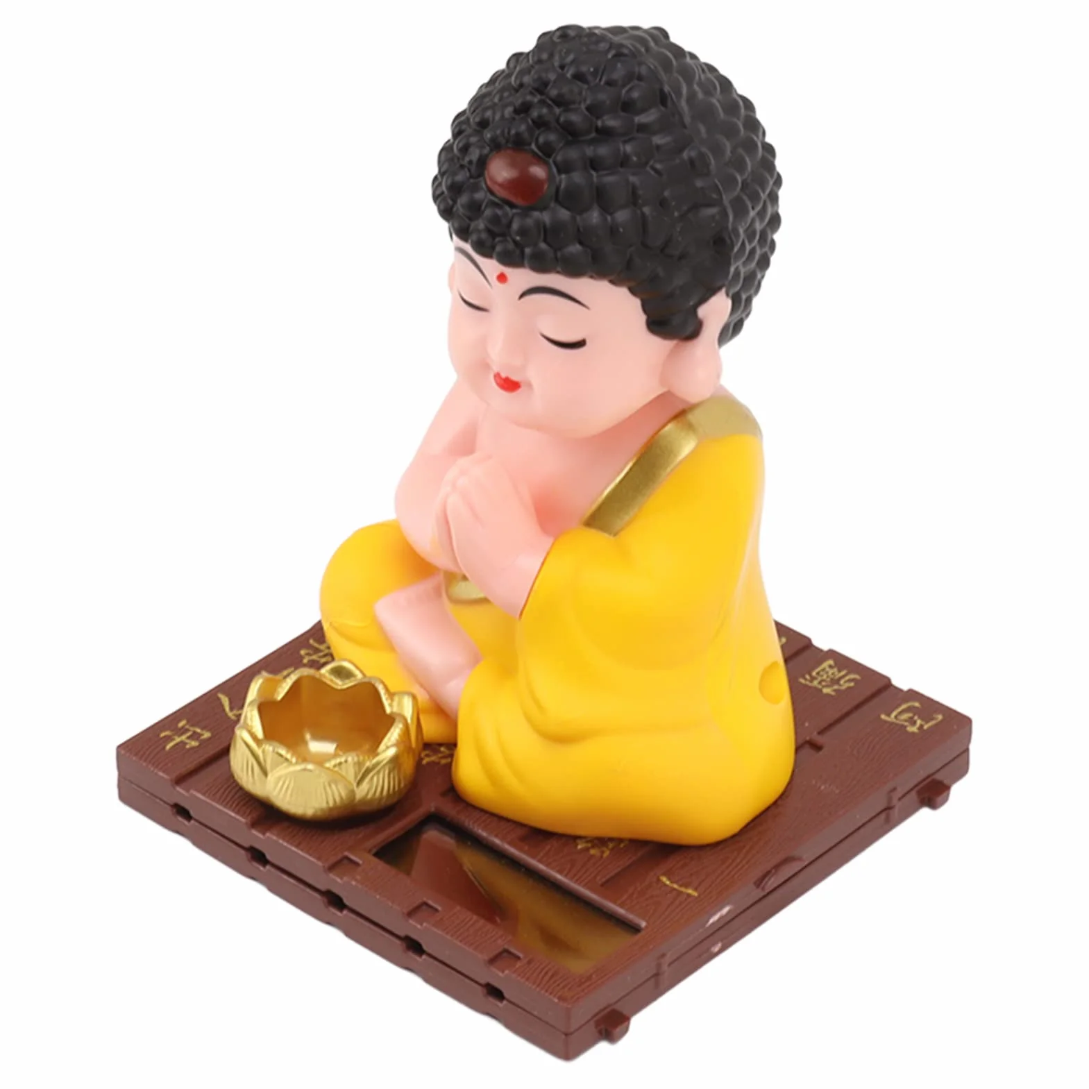 Figurine de Bouddha Hochant la Tête Solaire, Statue en Plastique Couleurs Vives pour Maison Voiture Bureau