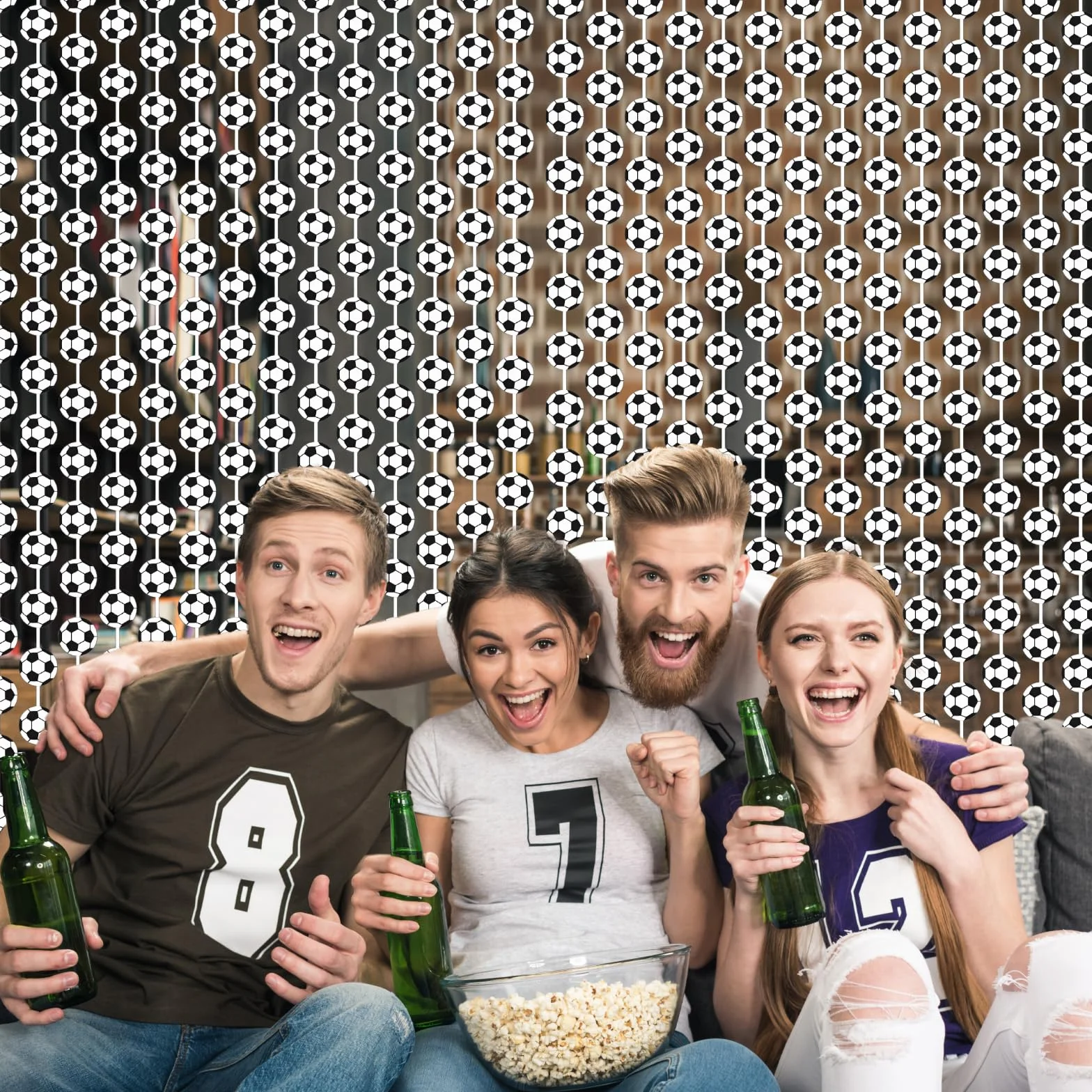 Rideau à Franges Football 2026 Tinsel 1m x 2m Fond Photobooth Aluminium Accessoires Fête Sportive