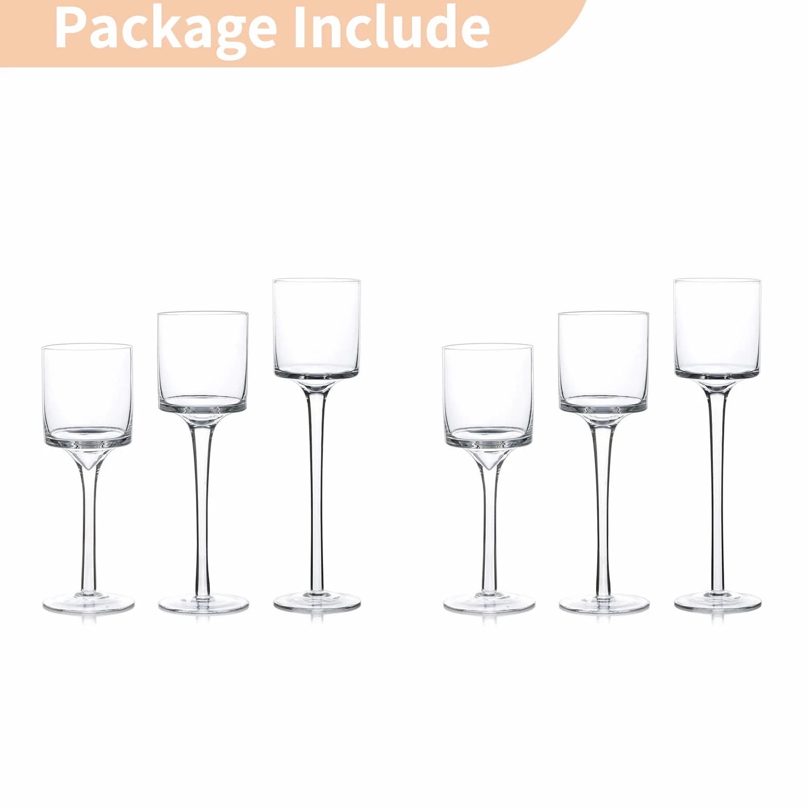 Nuptio Bougeoirs Verre pour Bougies Chauffe-Plat 6 Pièces Bougeoirs pour Bougies Flottantes Grand Bougeoir À Pilier Élégant pour Table Fête Mariage Centres Noël Salon Décoration D'intérieur