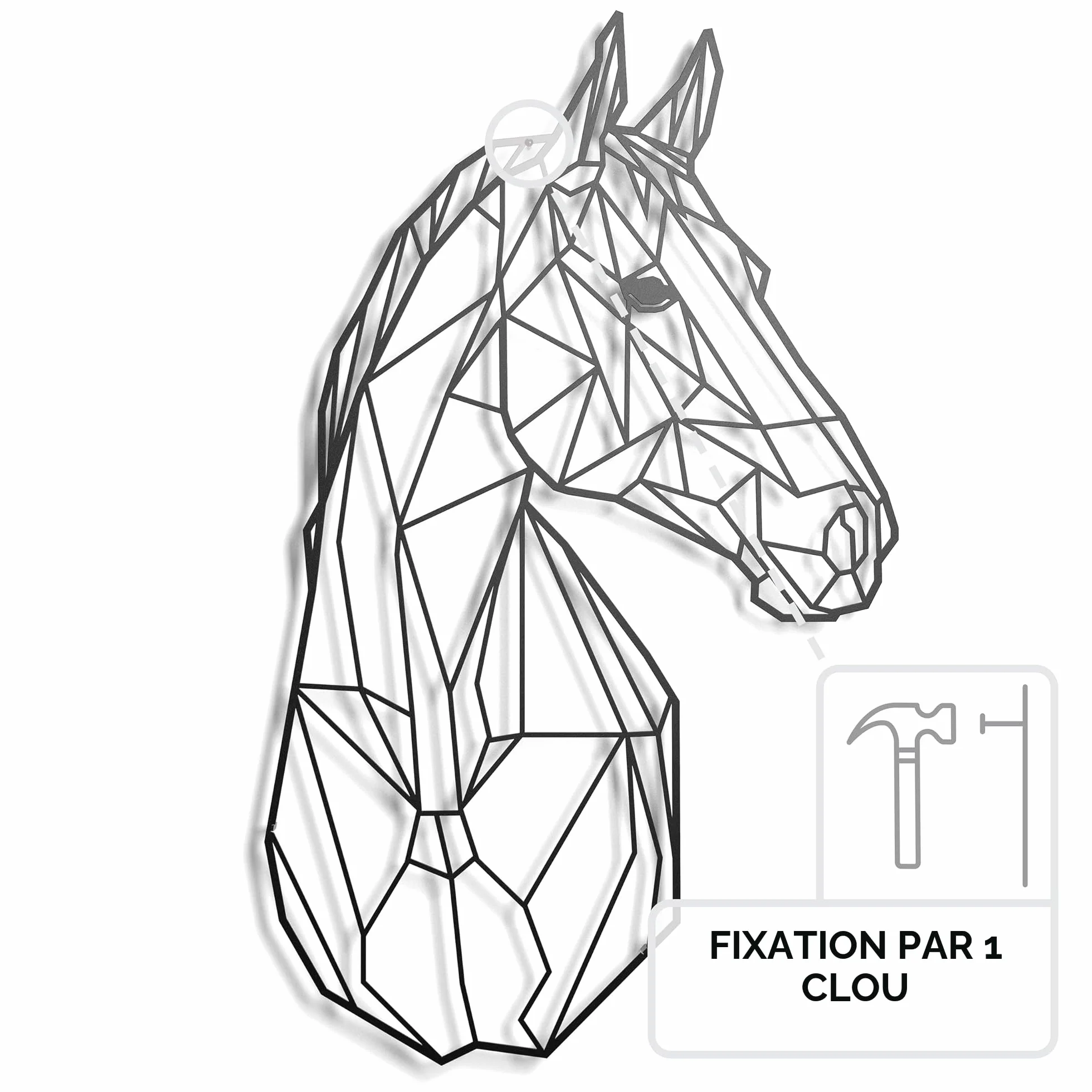 Sculpture murale flottante en métal Cheval 43 x 31 cm acier pour salon