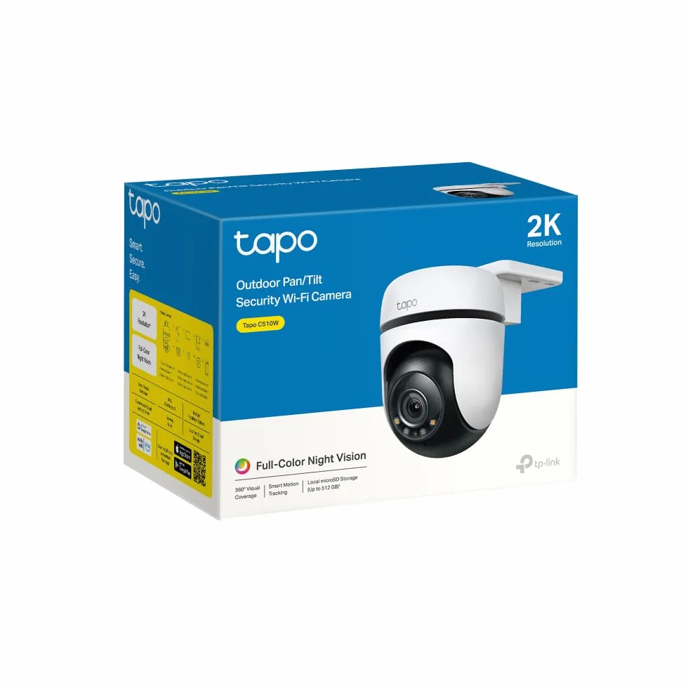 TP-Link Tapo C510W | Kamera zewnętrzna Wi-Fi z funkcją obracania | 2K QHD | Śledzenie ruchu | Pełnokolorowy tryb nocny | IP65 | Kompatybilna z Alexa i Google Home