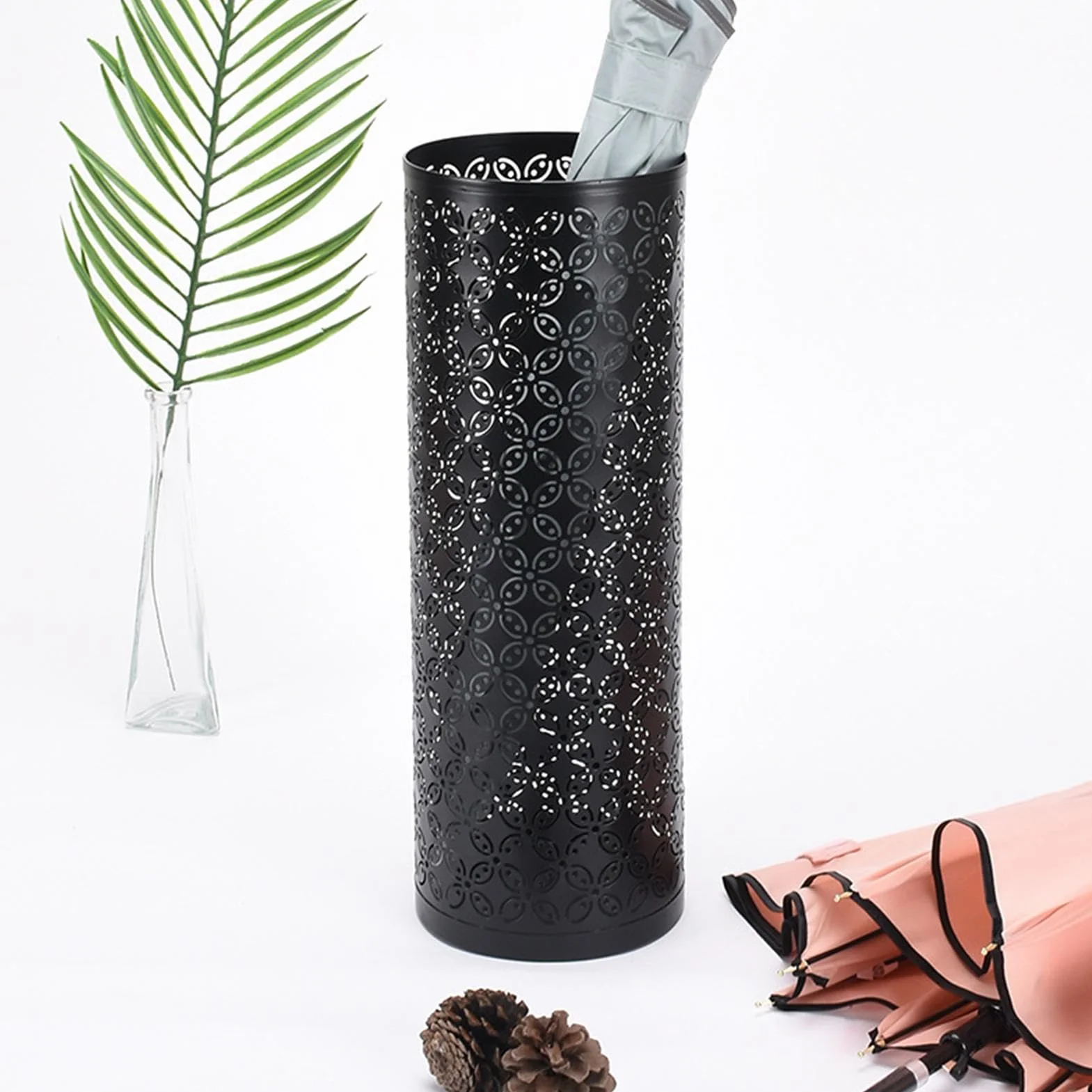 Porte Parapluies Métal Support Rangement Cylindrique 42x15cm