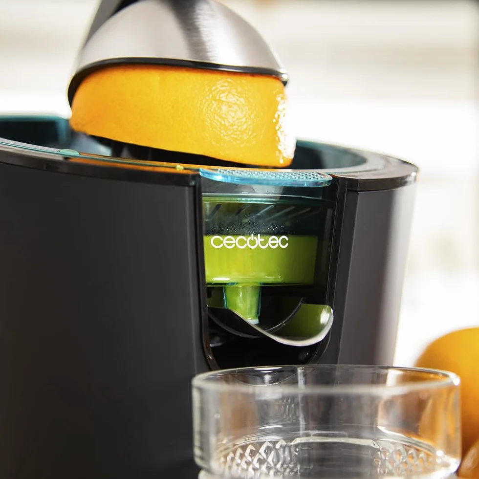 Cecotec Presse-agrumes électrique à bras EssentialVita Hyden 600 600 W, filtre en acier inoxydable, 2 cônes amovibles, levier de pression, système anti-goutte, compatible lave-vaisselle