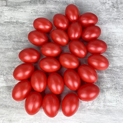 Lealoo Lot 25 Oeufs en Plastique Rouge Brillant 6 cm Déco Pâques Chasse aux Oeufs
