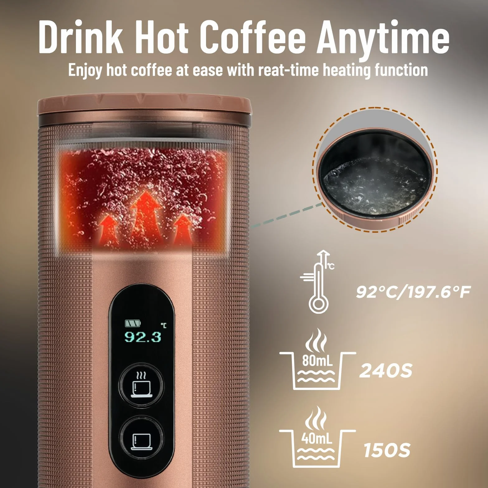 Machine a Cafe Portable pour Voyage: Machine à café Expresso de Randonnée - Partout Tout Moment Savourez un Café Savoureux - 8 Tasses par Charge - Compatible Capsules Nespresso - Marron