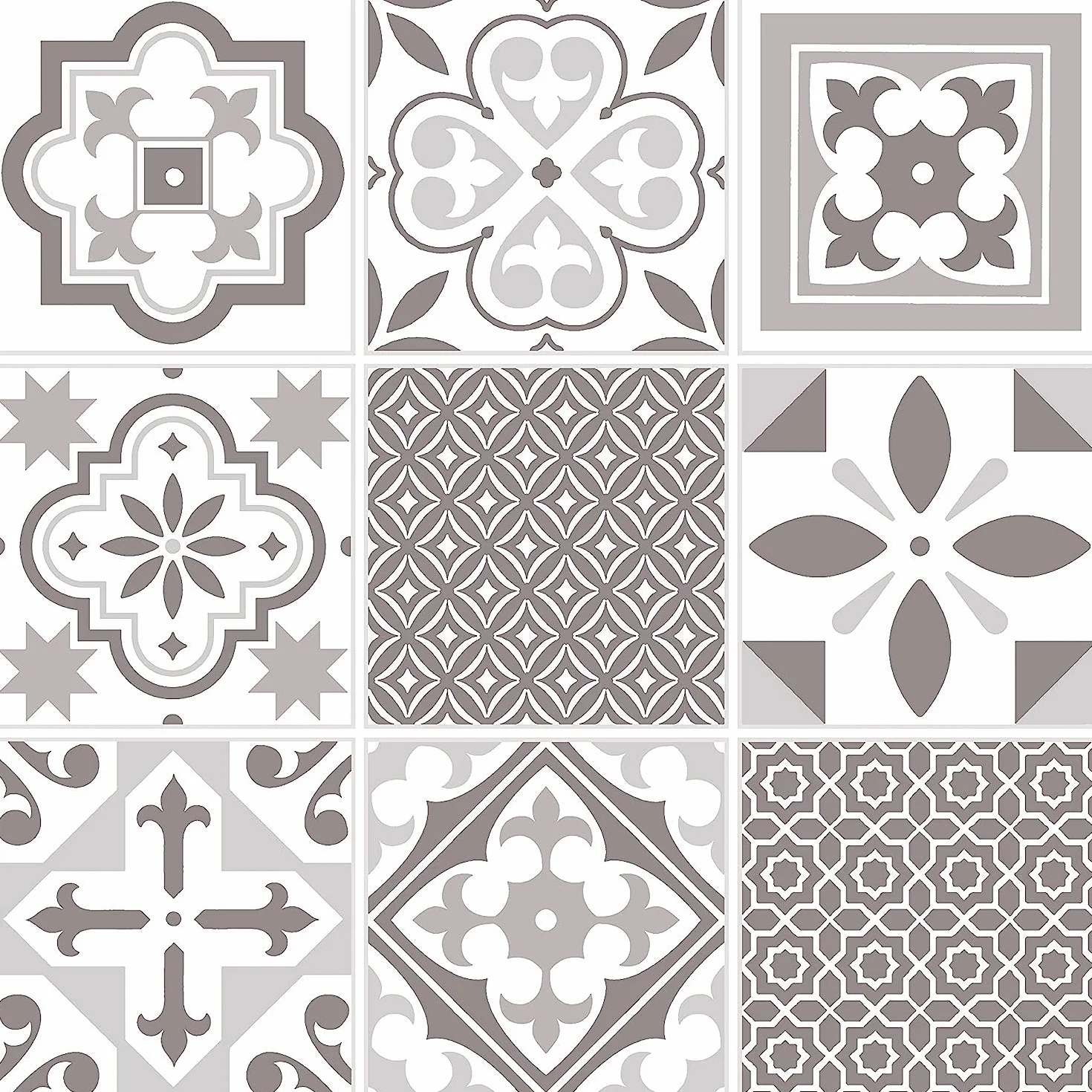 d-c-fix Oriental Tuile Dalles Murales Adhésives Lot de 6 33x33 cm Carrelage Adhésif Cuisine Salle de Bain Gris Crédence Adhésive Étanche Décoratif