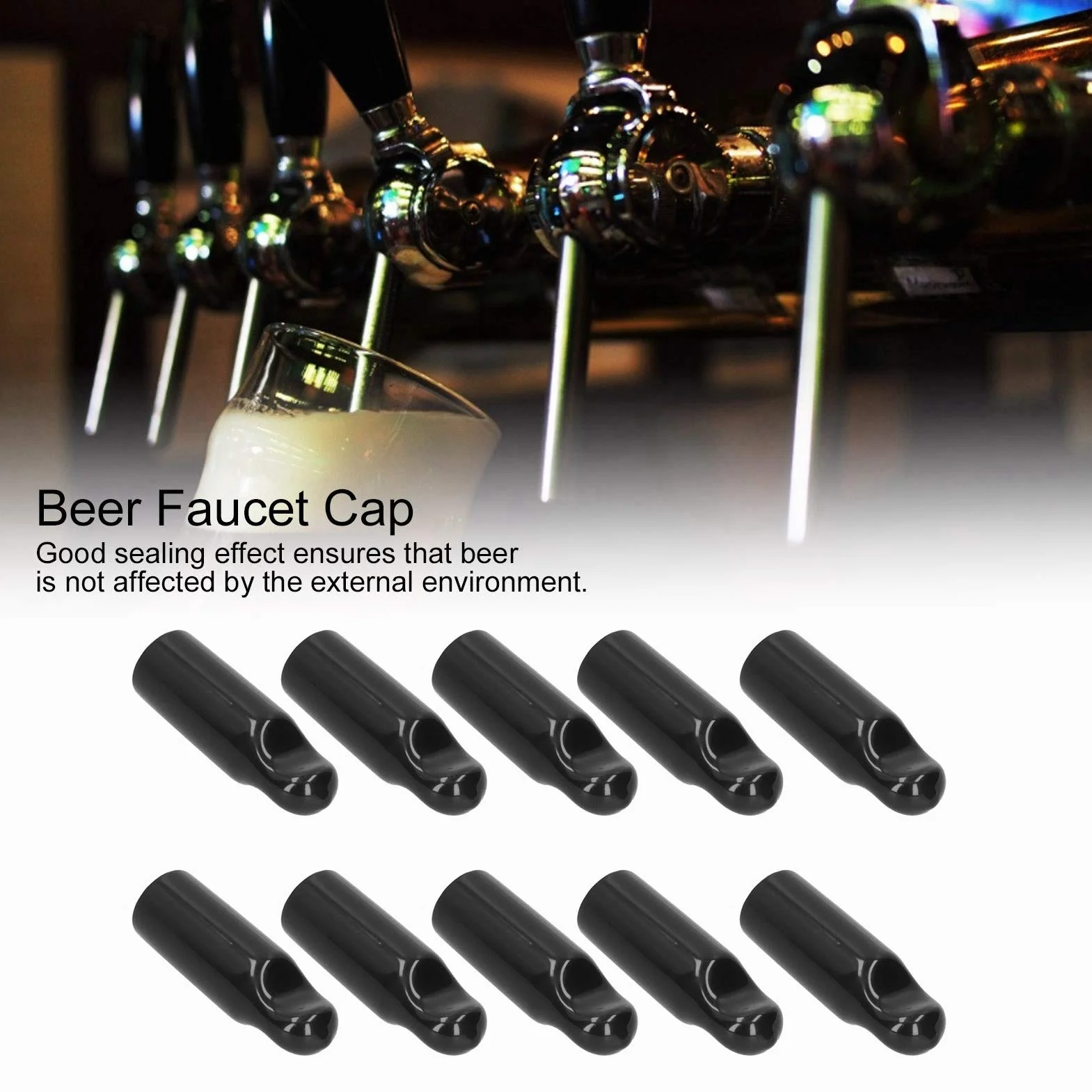 Bouchon de nettoyage robinet bière caoutchouc noir 10 pièces