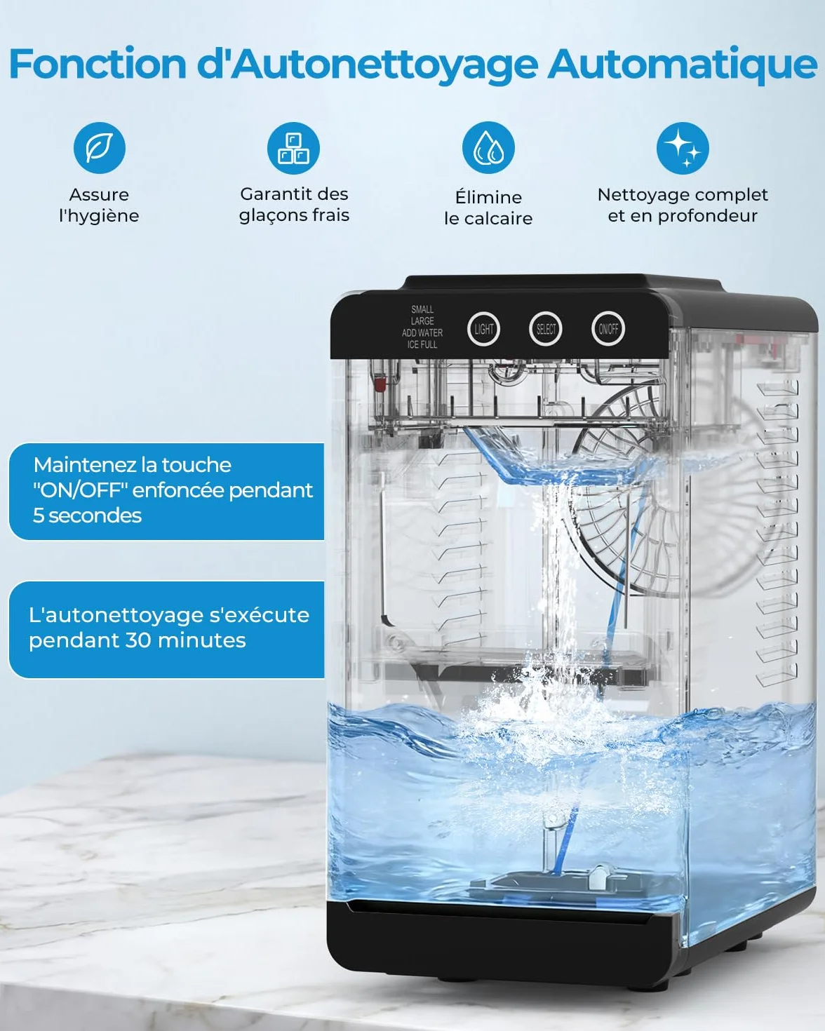 WELLENT Machine à Glaçons Comptoir - Production Rapide 12kg/24h & Glaçons en 6 Min - Design Gain de Place Silencieux - Idéale pour Canicule, Cuisine, Bar et Bureau (Acier Inoxydable)