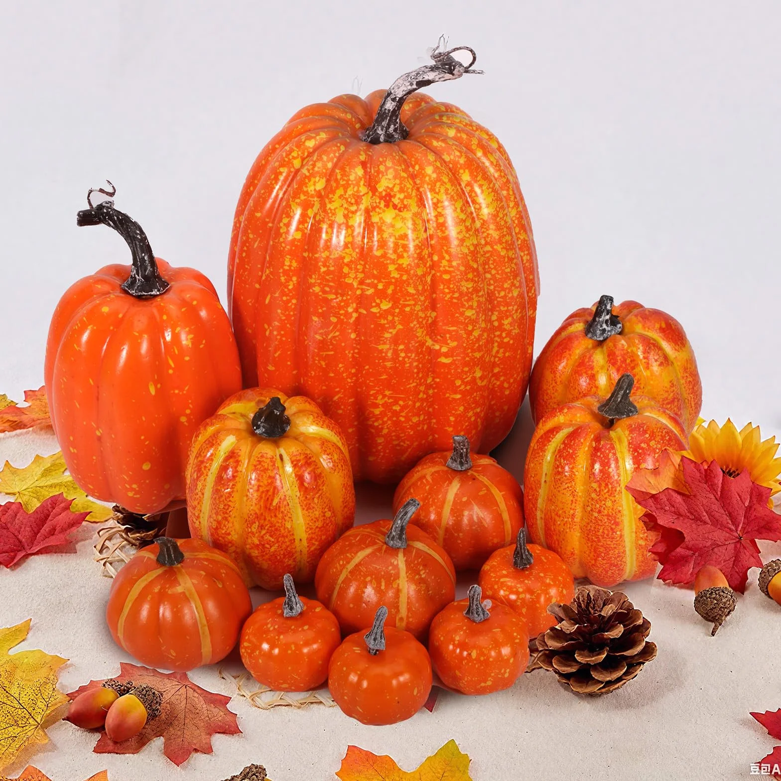 Citrouilles de Décoration Artificielles, 12 Pièces, Automne, Ensemble de 5 Tailles
