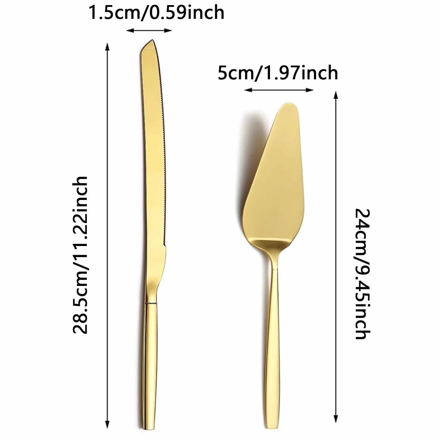 Ensemble de Coupe Gâteau Acier Inoxydable 2 Pièces Couteaux Mariage
