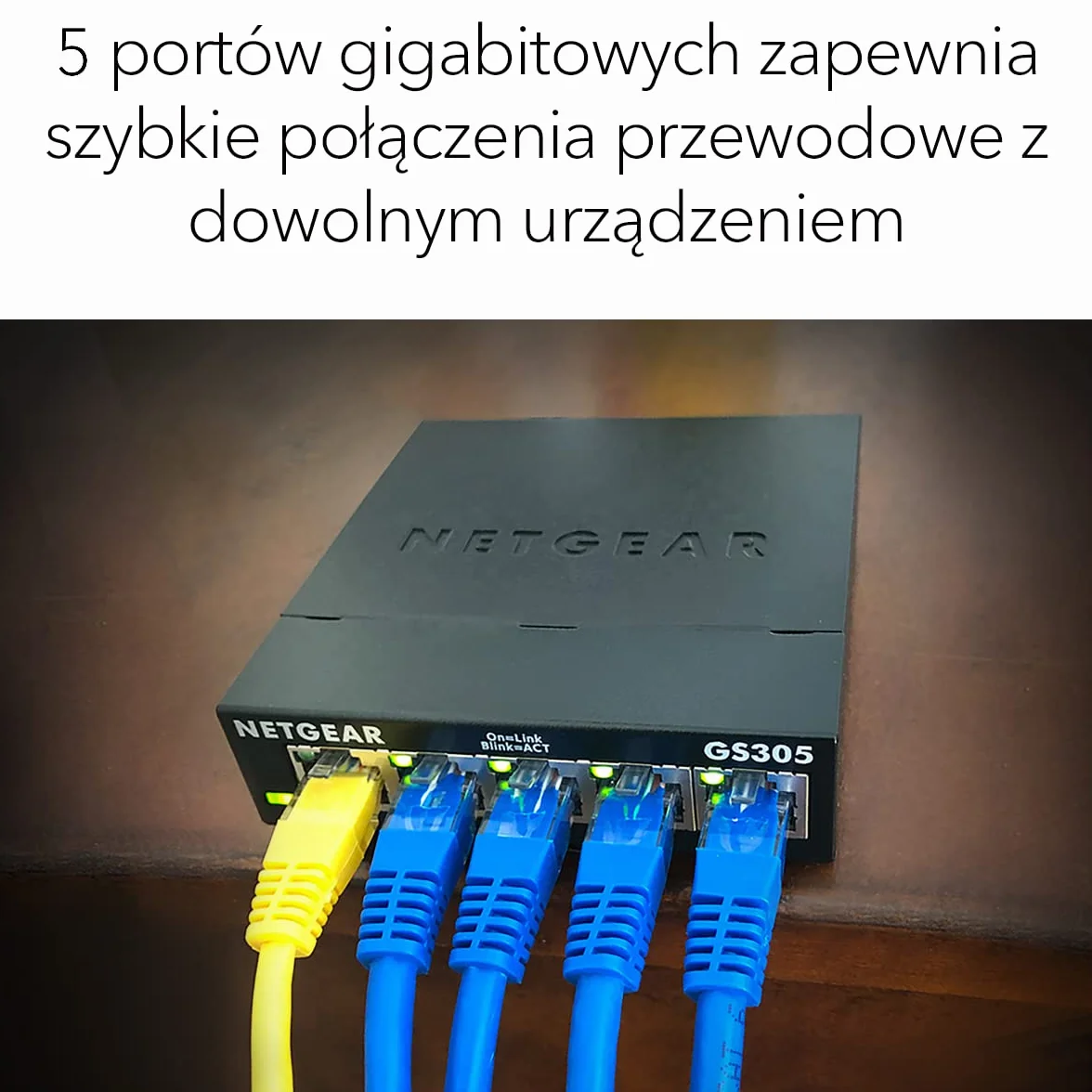 NETGEAR Przełącznik sieciowy GS305 LAN 5-portowy przełącznik sieciowy (gigabitowy typu plug-and-play, LAN, koncentrator Ethernet bez wentylatora, solidna metalowa obudowa), czarny