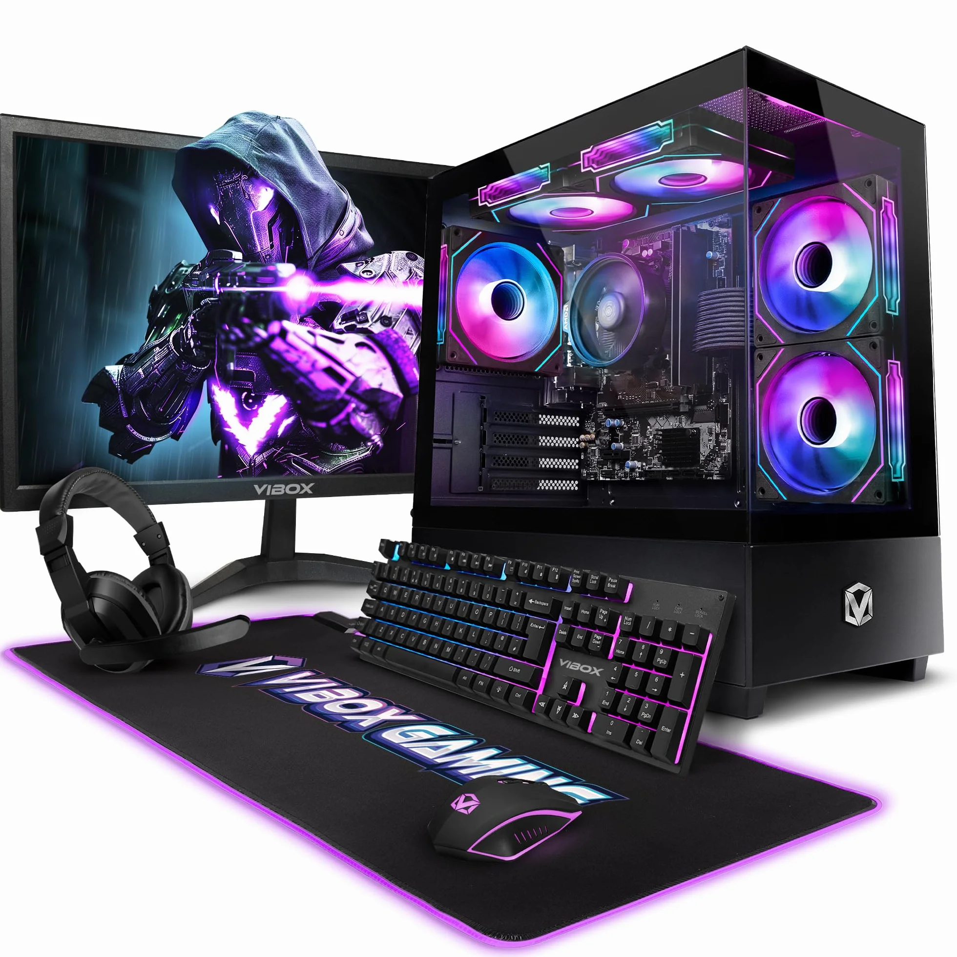 VIBOX I-96 PC Gamer Complet 22" Écran AMD Ryzen 3 3200G Radeon Vega 8 8 Go RAM 480 Go SSD WiFi Linux OS