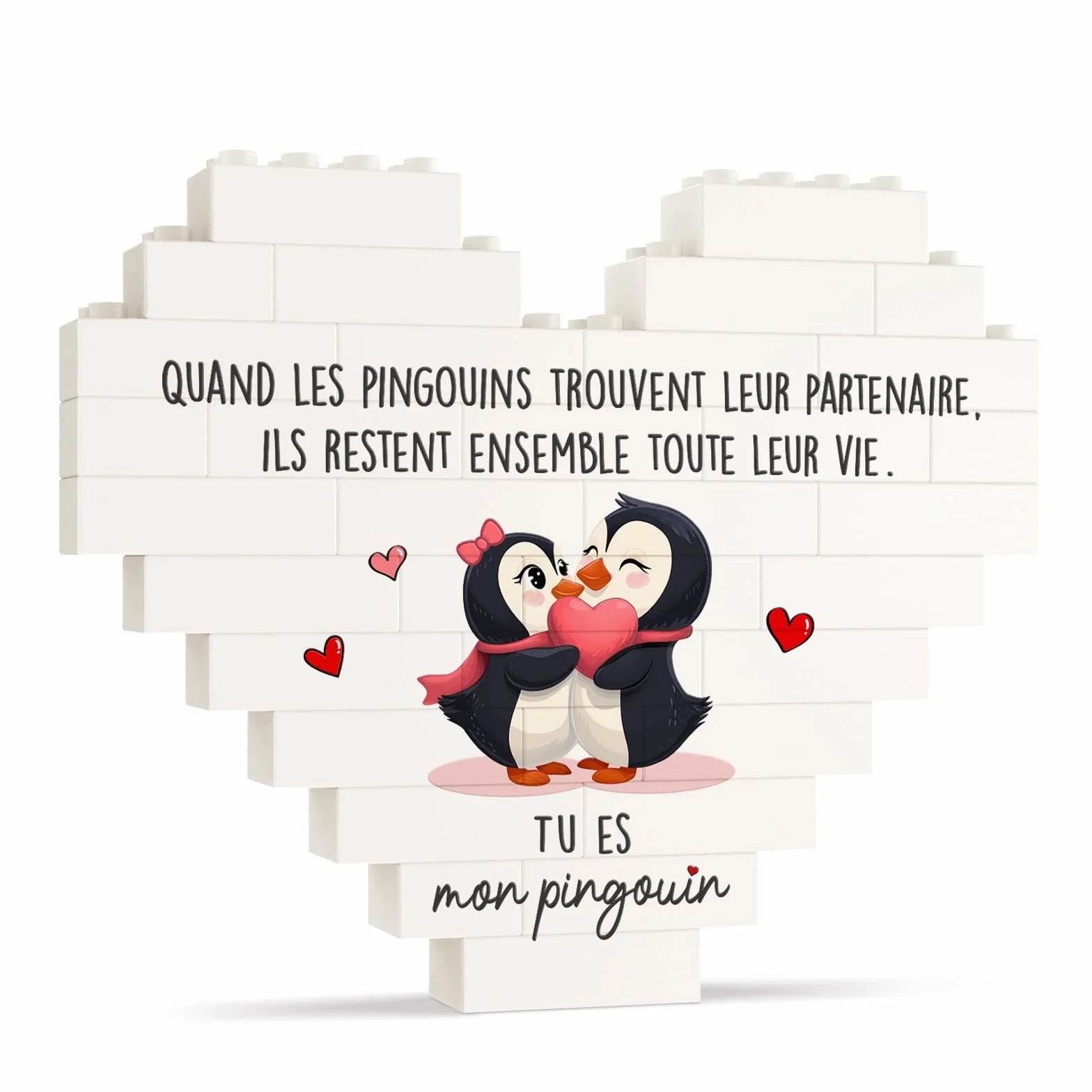 Encoink Cadeau Couple Amoureux Décoration Pingouin en Forme de Cœur Cadeau Anniversaire Mariage Saint Valentin